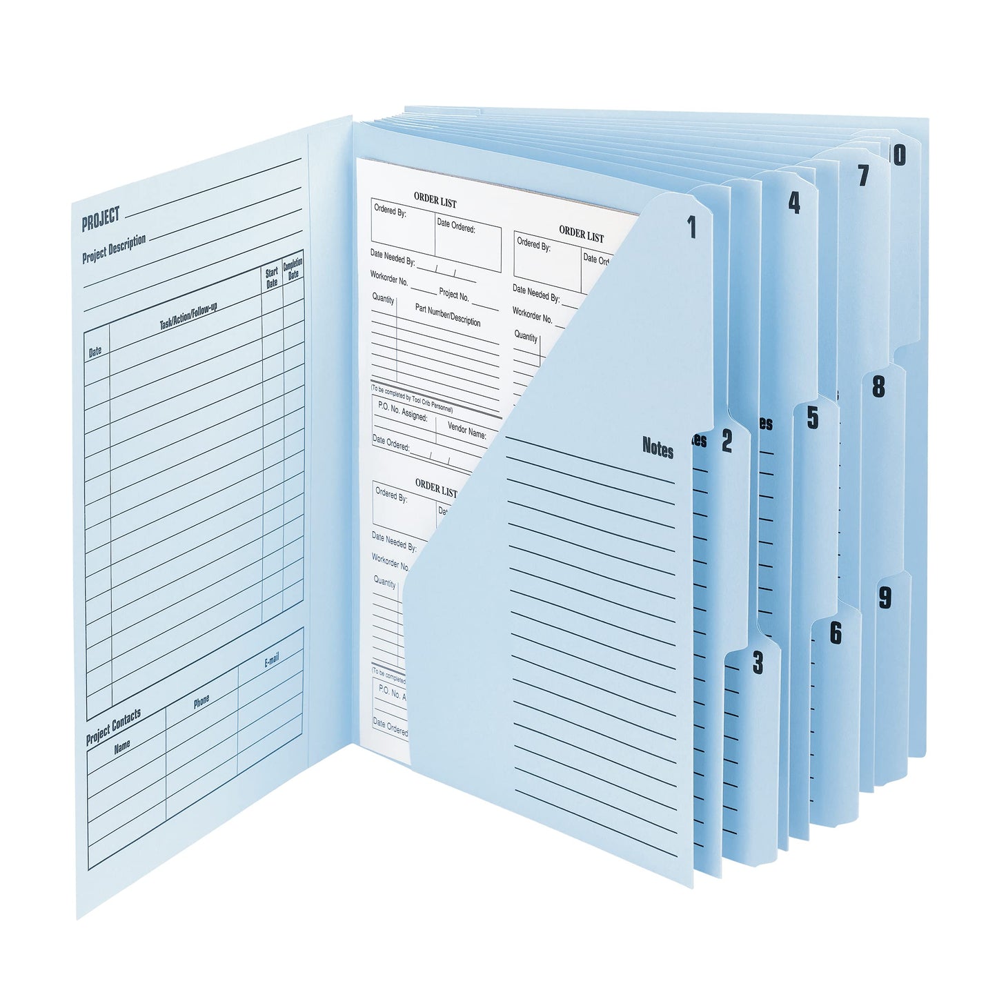 Smead Project Organizer, 10 Pockets, Closed Sides, Preprinted Templates, Reinforced Tabs, Letter Size, Navy/Lake Blue (89200)