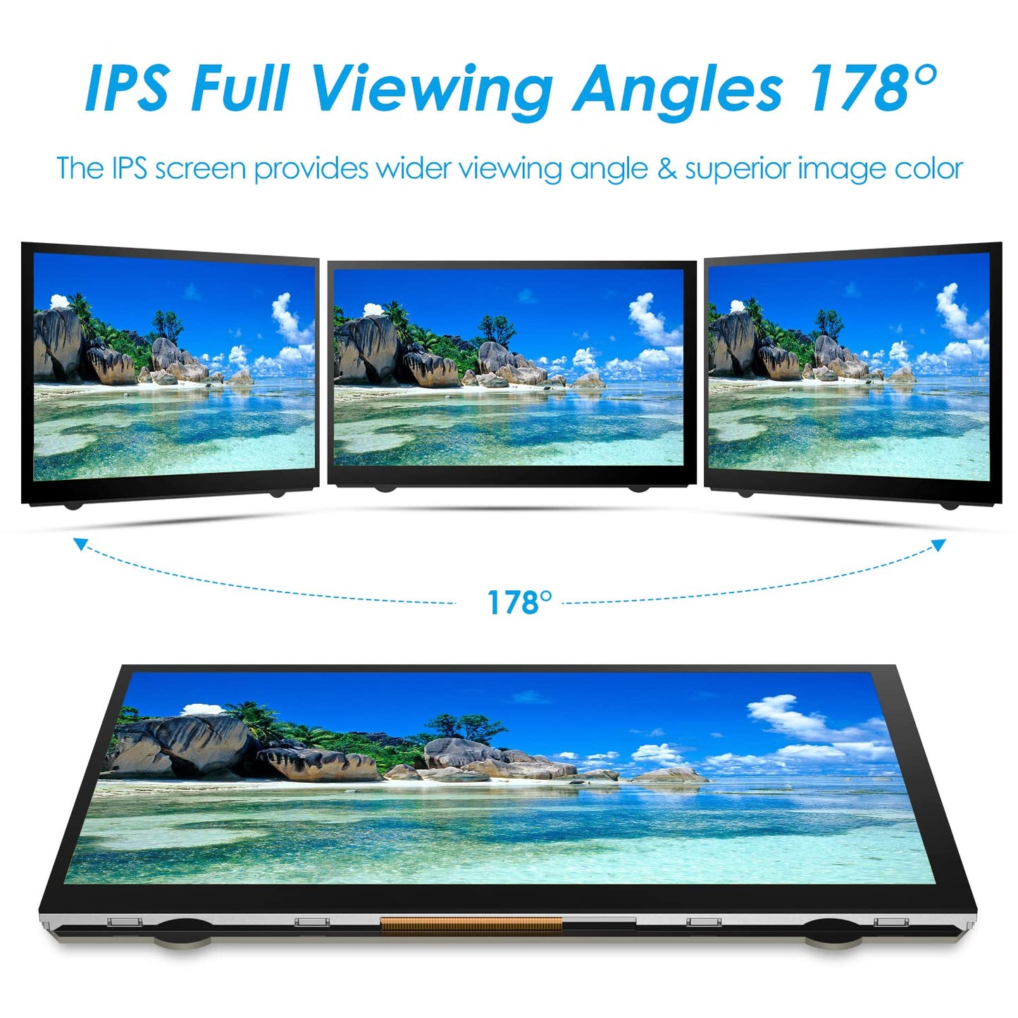 HMTECH 7 Inch Raspberry Pi Screen 800x480 HDMI Portable Monitor IPS LCD Screen Display for Raspberry Pi 5/4/3/2/Zero/B/B+ Win11/10/8/7 (Non-Touch)