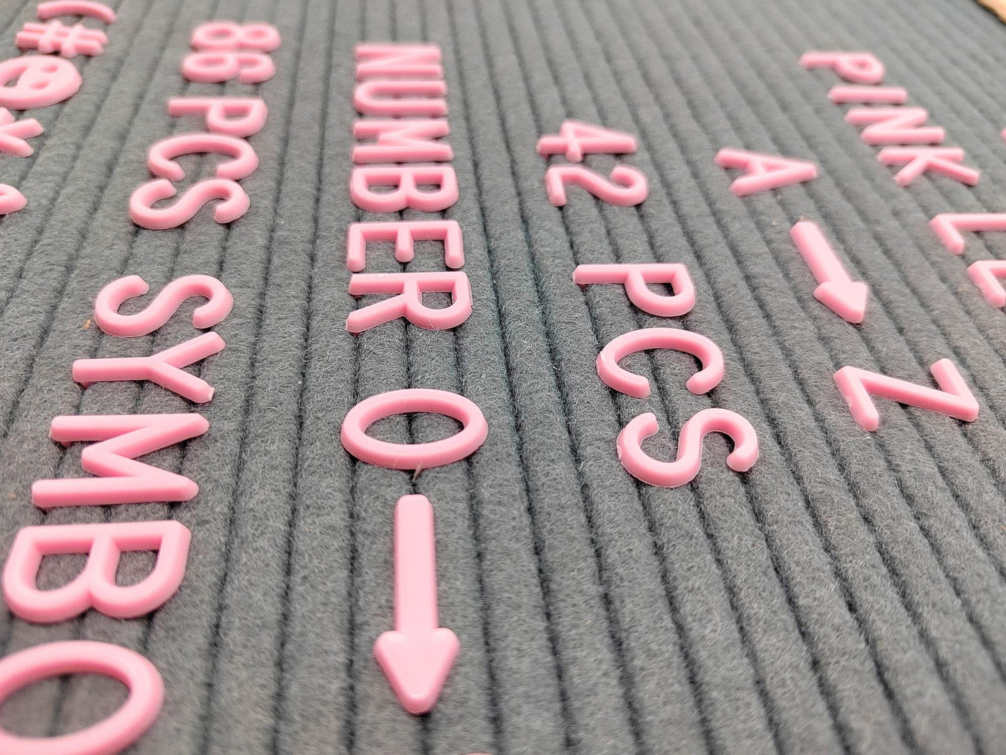 G GAMIT Felt Letter Board Letters Sets - Pre-cut 340pcs 3/4 Inch(0.75") Pink Letters with Canvas Bag(No Board Included)
