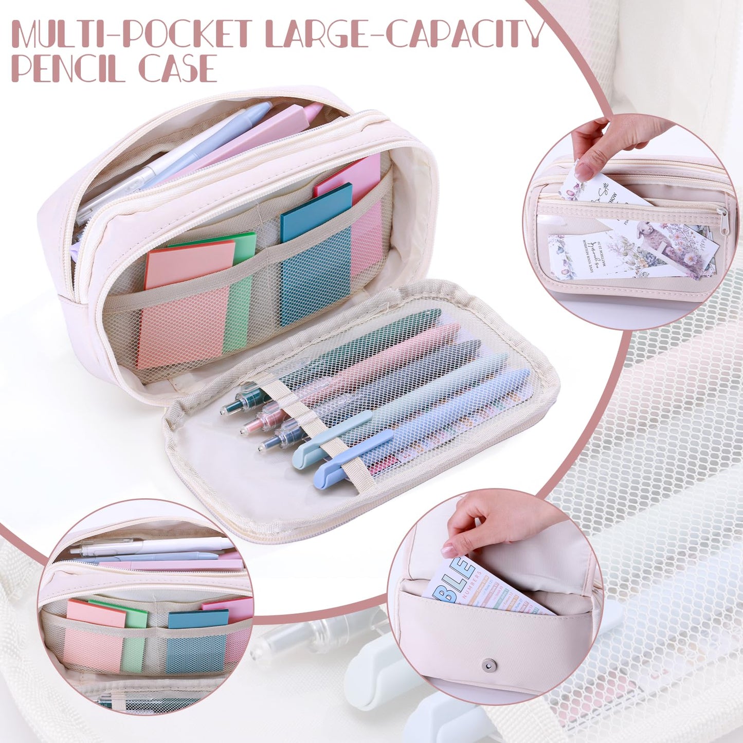 XKDOUS Bible Study Supplies Journaling Kit for Women, Bible Study Kit, 12 Pastel Highlighters and 12 Pens No Bleed, 75 Laminated Tabs, Prayer Journal Pencil Case and More, Beige