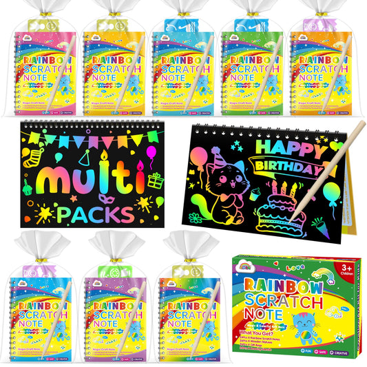 ZMLM 24 Pack Rainbow Scratch Art Party Favors for Kids 4-8 - Mess-Free Birthday Goodie Bags Stuffers, Classroom Prizes Grades 1–3 Creative Paper Notebooks for Pre-K Kindergarten Gifts