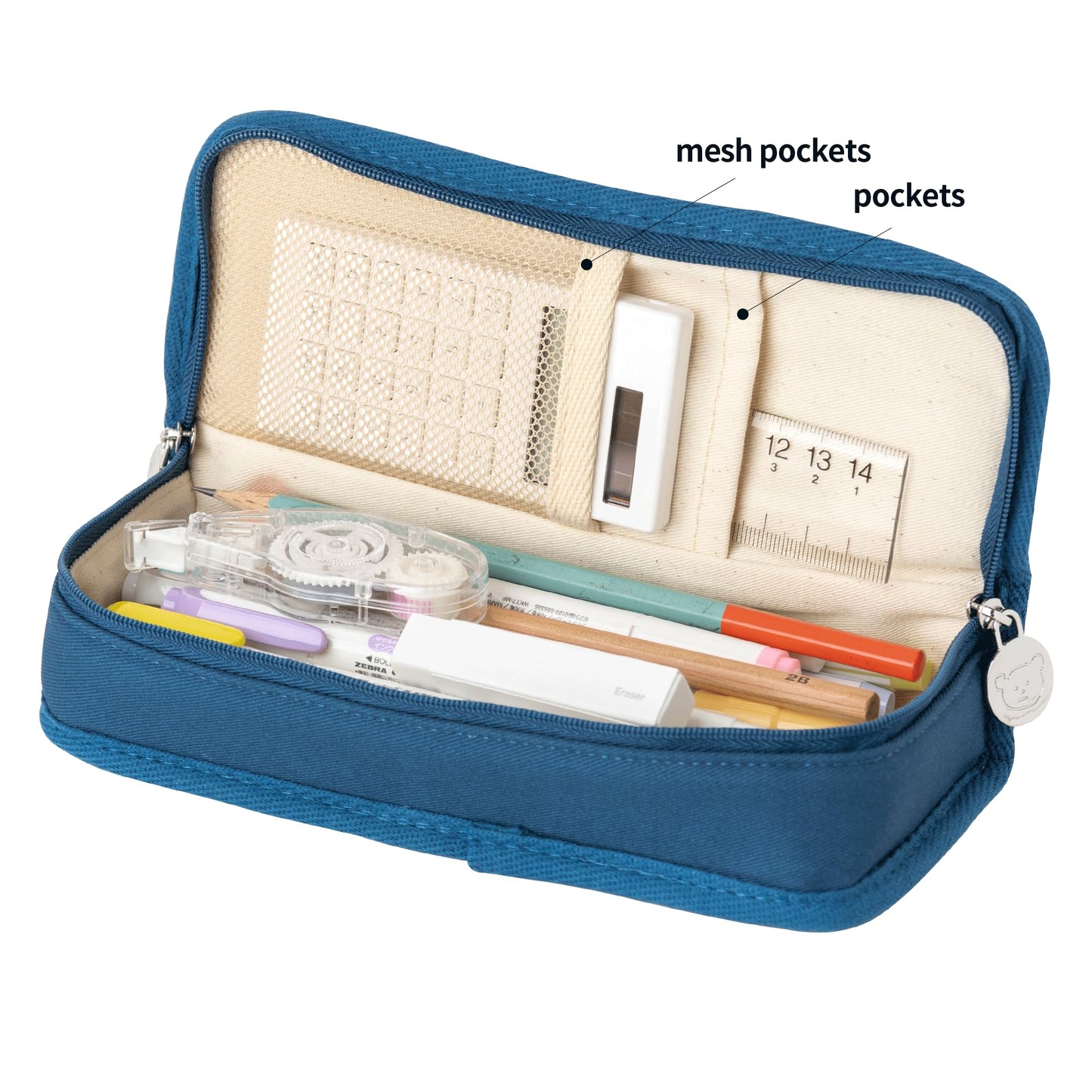 brunch brother Daily Blue Pencil Case, Large Capacity Pencil Pouch with Ample Storage, Simple Design for Students and Professionals