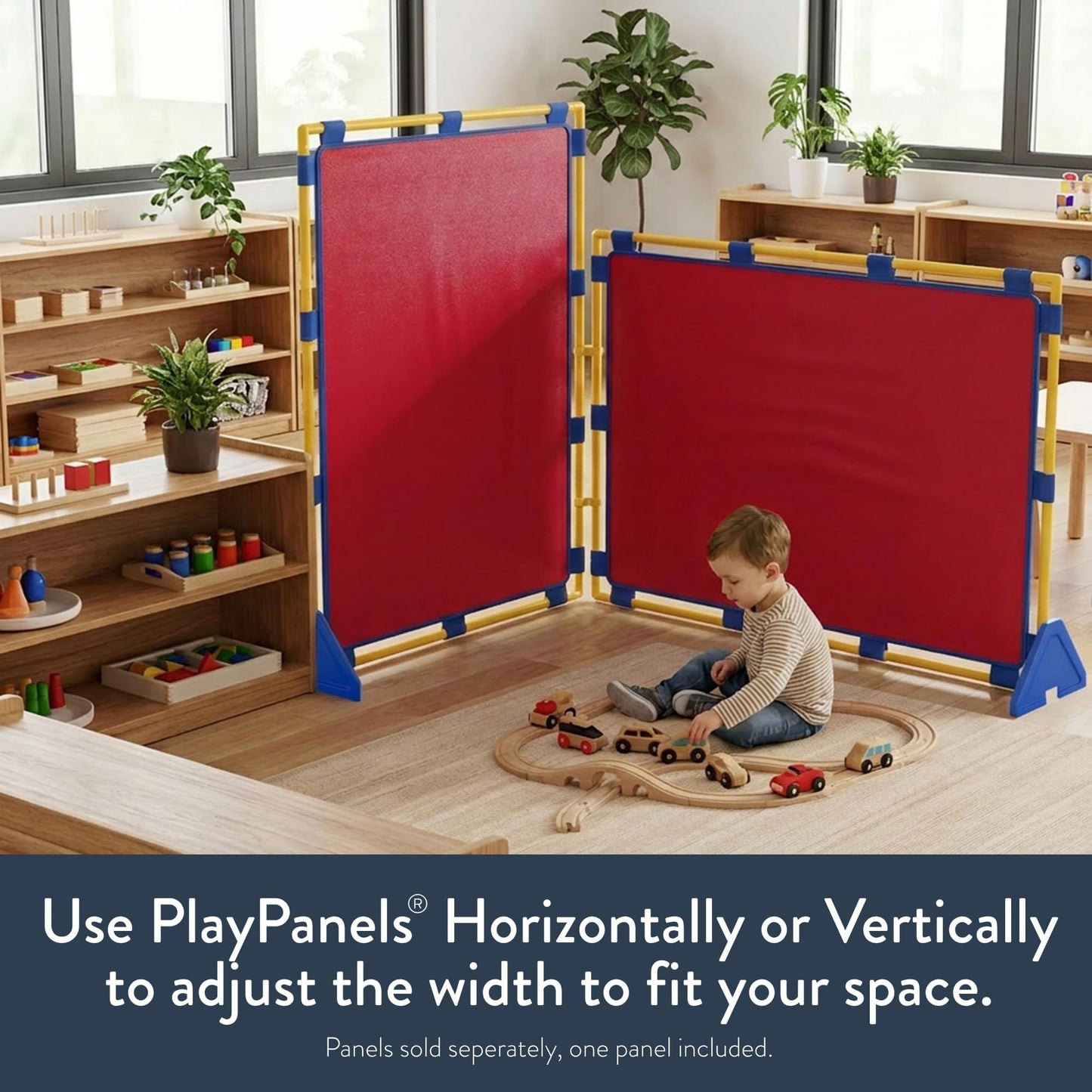 Children's Factory Big Screen PlayPanel, Kids Room Divider, Classroom Privacy Screen, Cantilever Feet Included, Red