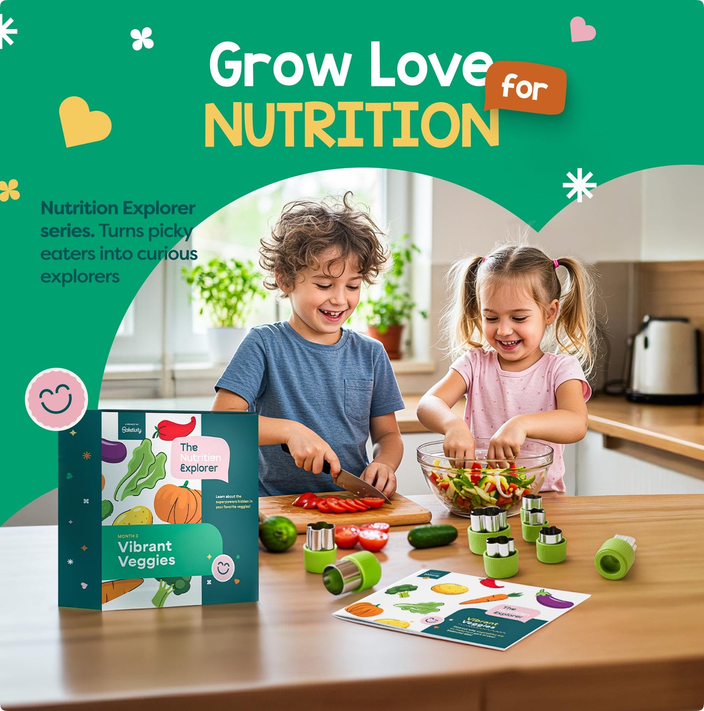 Baketivity Vibrant Veggies Box – Kids Nutrition Kit, STEM Science Kit for Kids, Preschool Learning Activities, Homeschool Supplies, Hands-On Kids Activities, Birthday Gifts for Kids