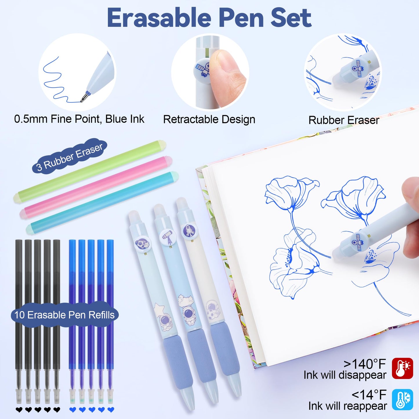 DazSpirit 61 PCS Aesthetic School Supplies Set with Cute Pencil Case, Pastel No Bleed Highlighters, Gel Pens, Erasable Pens, Mechanical Pencils, Refills, Sticky Notes, Complete Stationery Kit