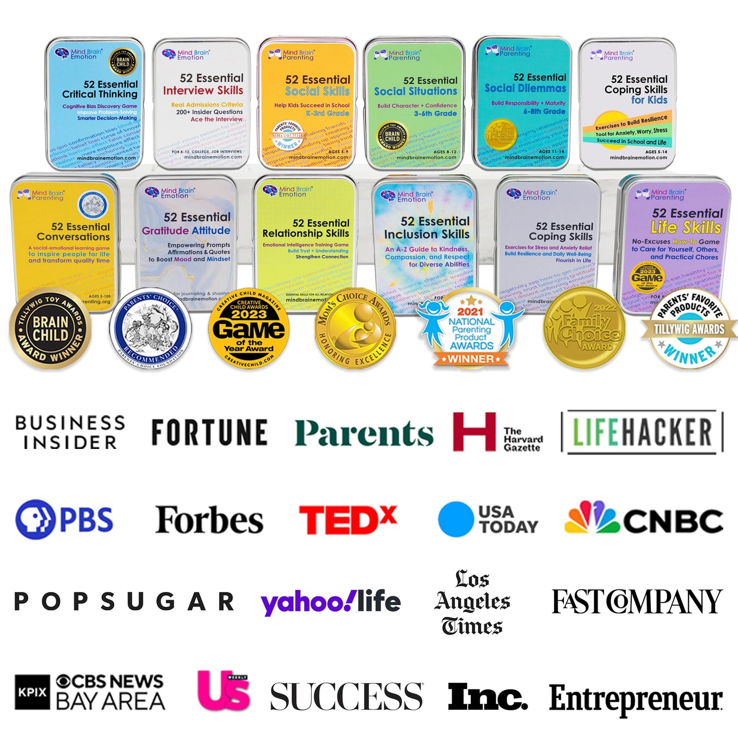 Mind Brain Emotion 52 Essential Coping Skills Cards - Self Care Exercises for Stress and Social Anxiety Relief - Resilience, Emotional Agility, Confidence Therapy Games for Teens, Adults