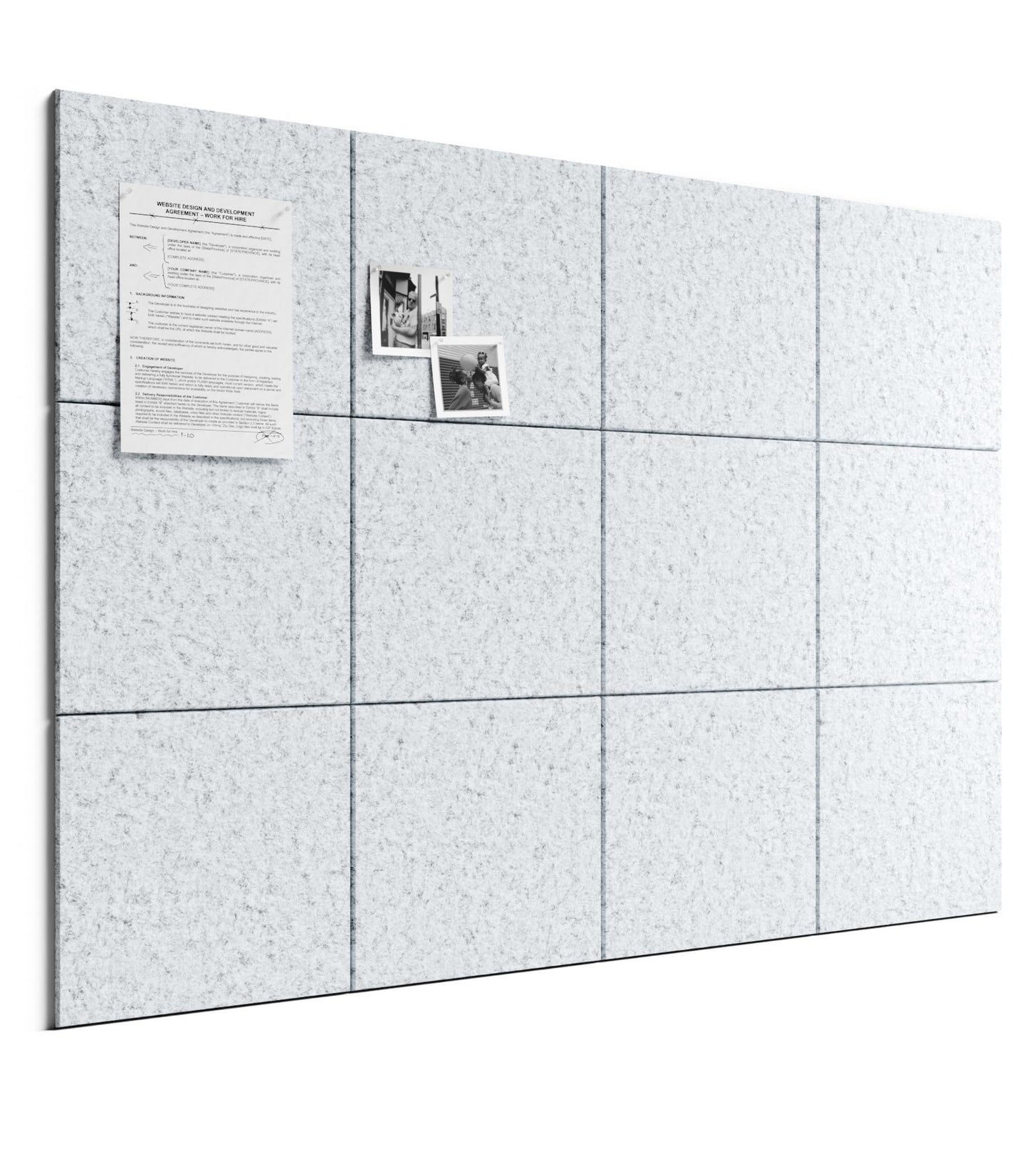 Bumusty Large Cork Board 48" x 36" Alternative - 12 Pack Felt Wall Tiles with 70 Safe Removable Adhesive Tabs, 30 Pushpins, Cork Boards for Walls Pin Board Bulletin Board Office Decor (Light Gray)
