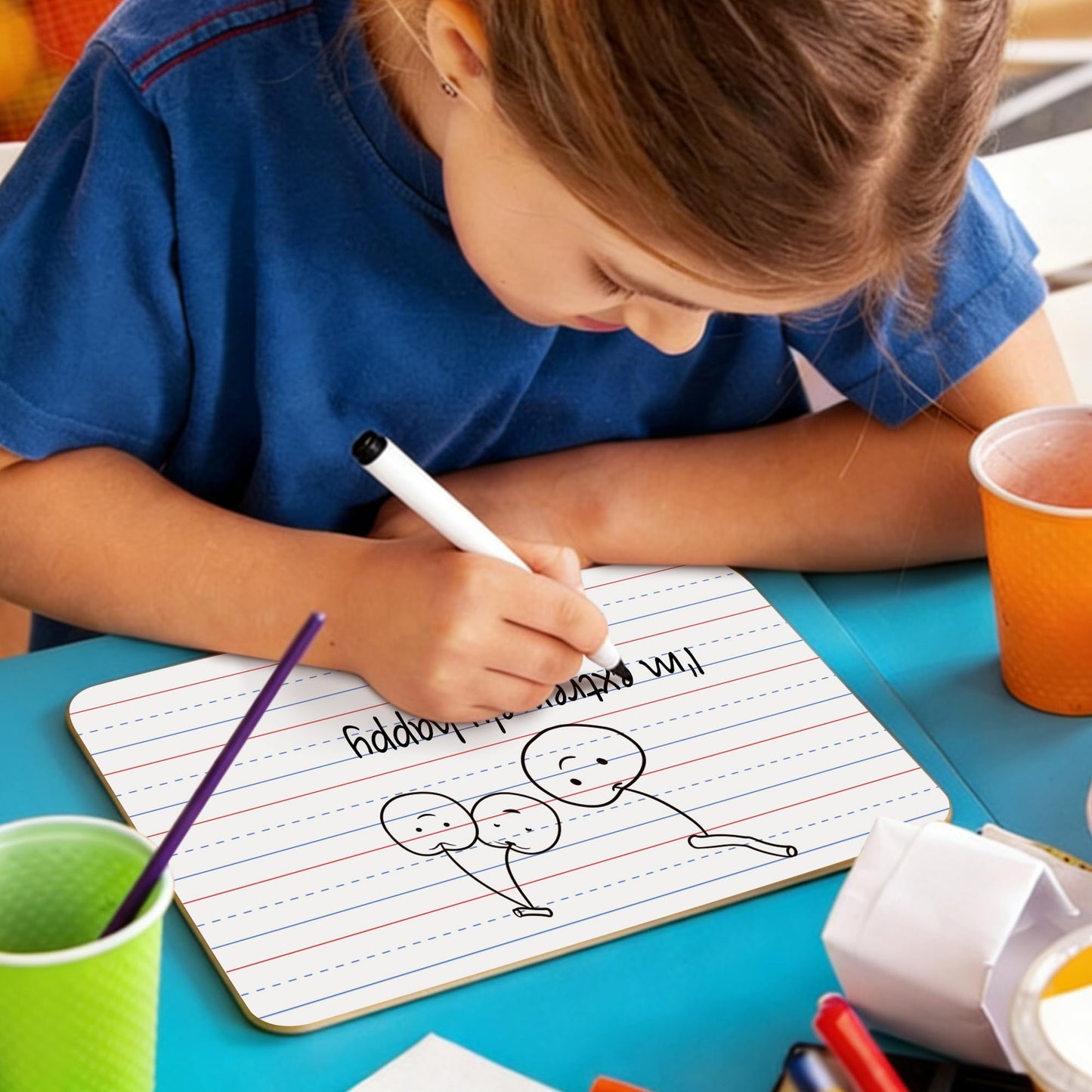 24 Pack Small White Boards, 9"x12" Double Sided Personal Dry Erase Boards Portable Handheld Whiteboards with Lines for Kids, Students, Teacher School, Include 24 Markers, 24 Erasers