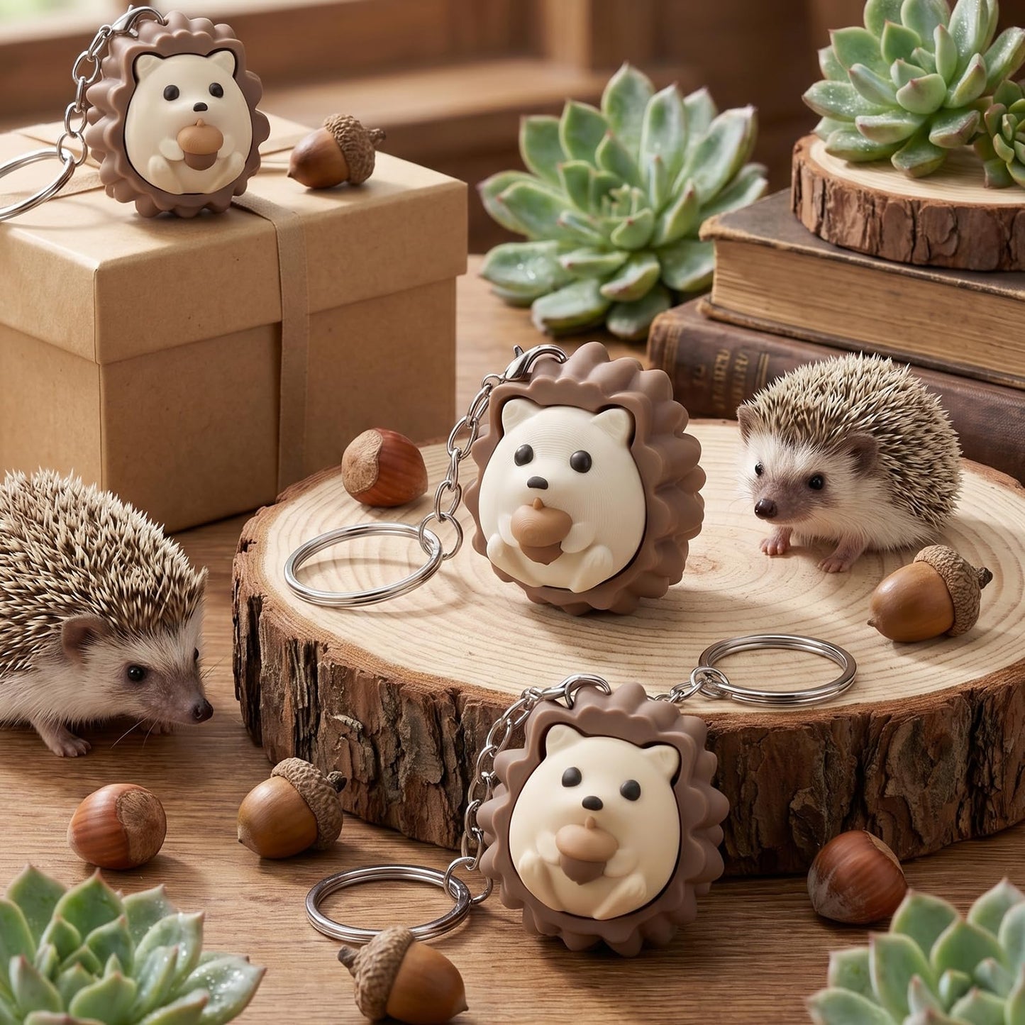 Kenning 12 Pcs Hedgehog Clicker Fidget Toys Keychains Bulk 3D Printed Sensory Clicker for Stress Relief End of Year Student Gifts from Teacher Classroom Rewards Graduation Favors