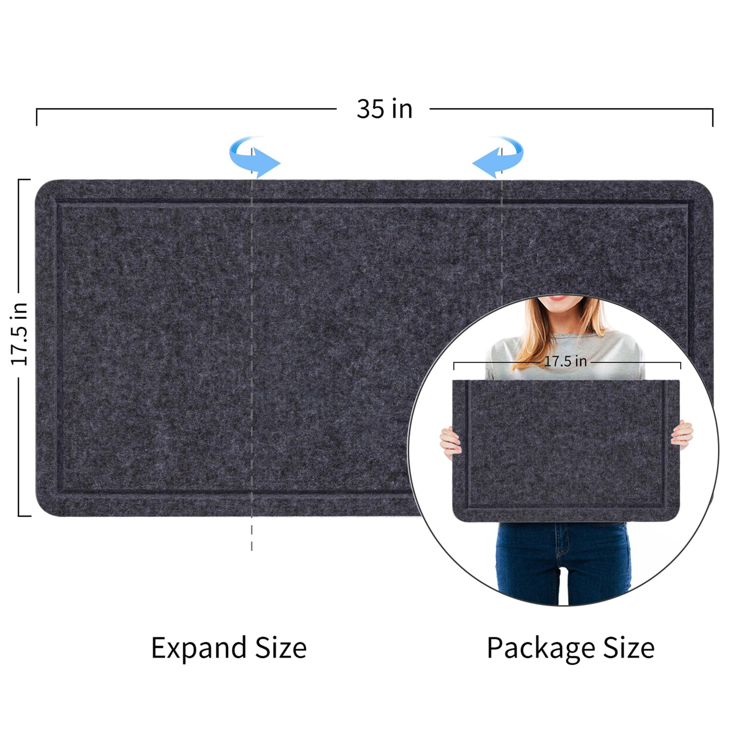 Lightomorrow Bulletin Board, 35 x 17 1/2 inches Felt Board - Decorative Pin Board, Cork Board Alternative for Wall, Foldable Self-Adhesive Vision Board Prayer Board with 20 Pushpins Dark Gray