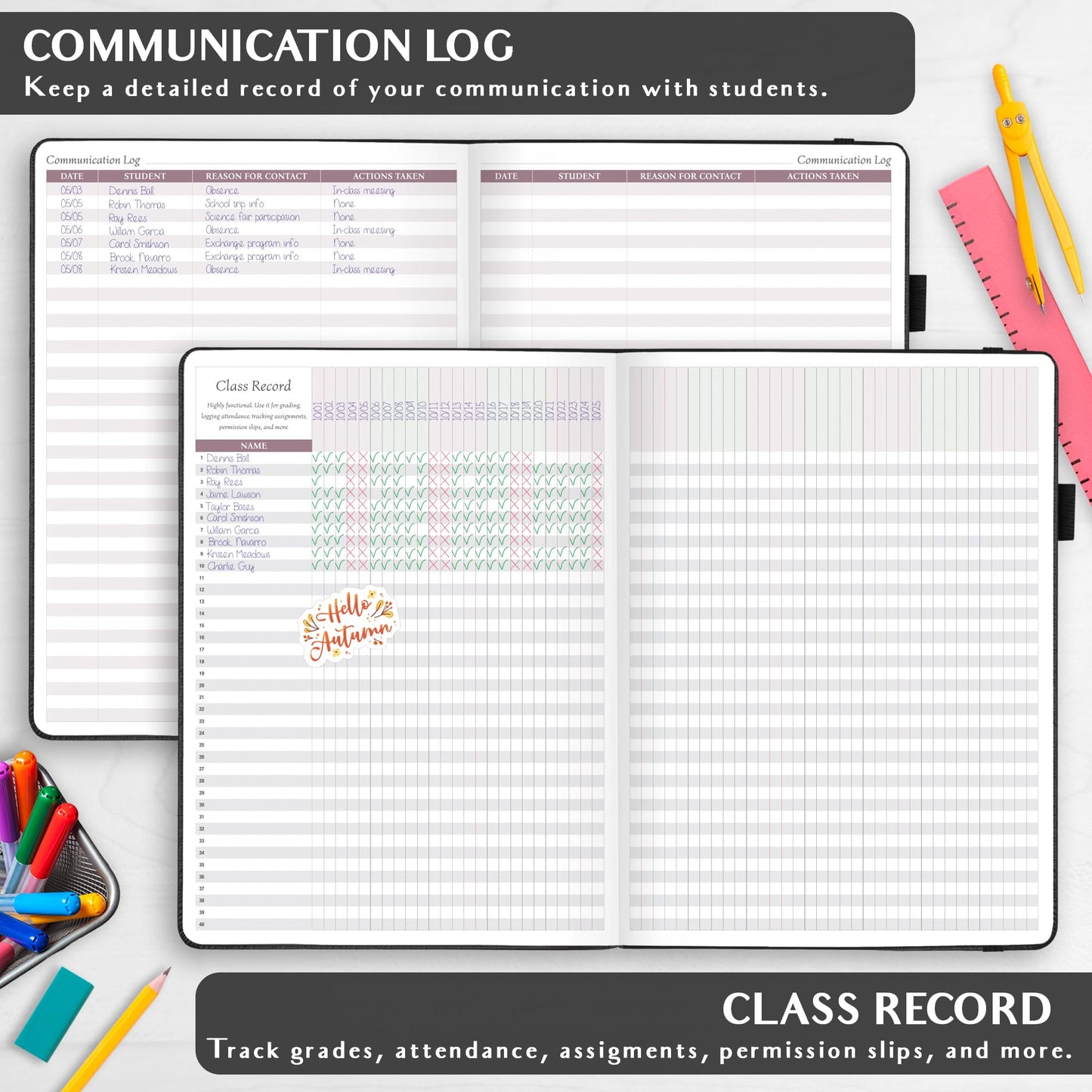 Legend Teacher Planner – Undated Lesson Plan Book for Teachers with Weekly & Monthly Calendars - Classroom Organization & School Year Planner – 8.5”x11.5” Hardcover (Black Debossed)
