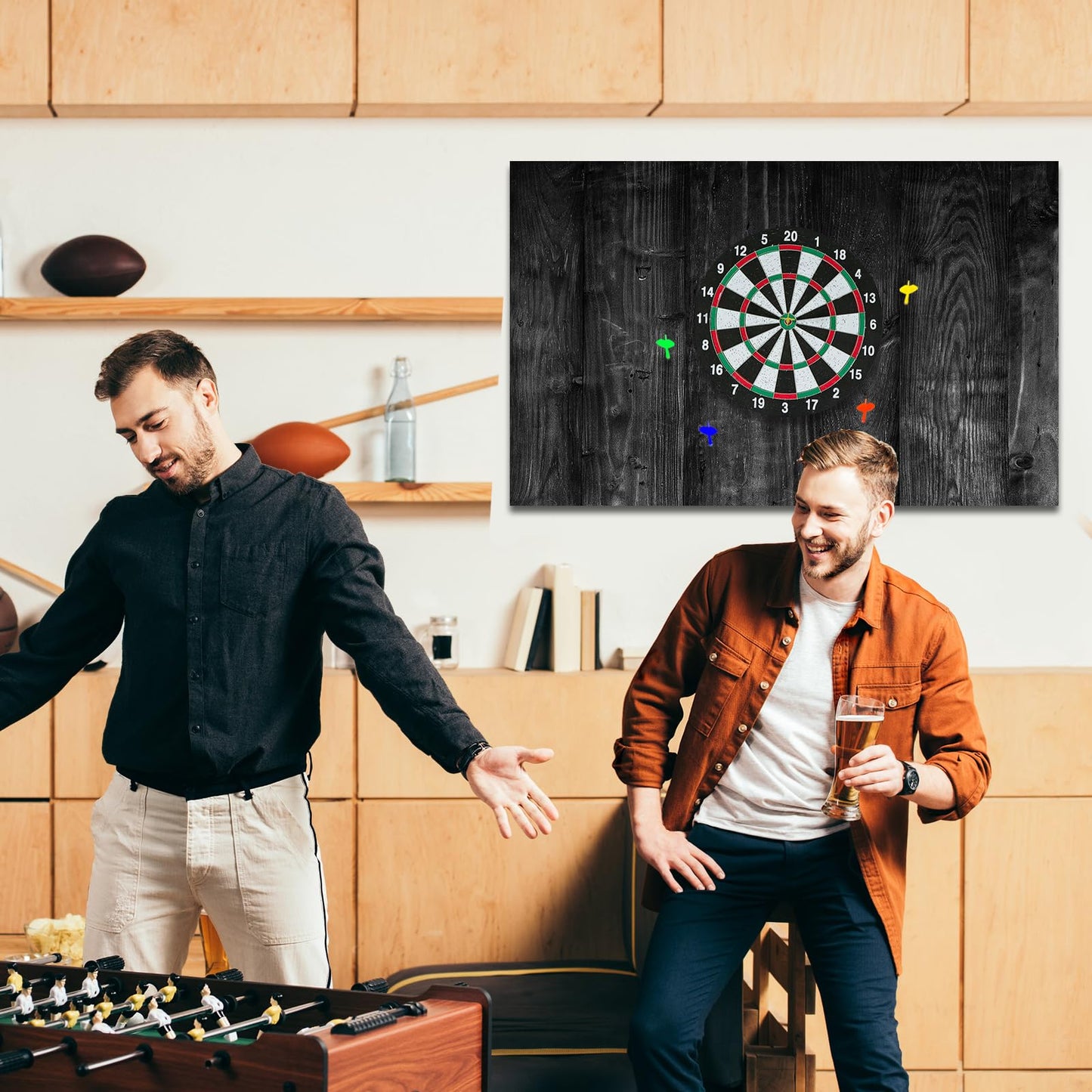 Hahafelt 36 x 24 x 0.5 Inch Felt Wood Grain Dart Board Wall Protectors Square Dart Board Backing Tiles Dartboard Backboard Cork Backboards Alternative (Black Grain)