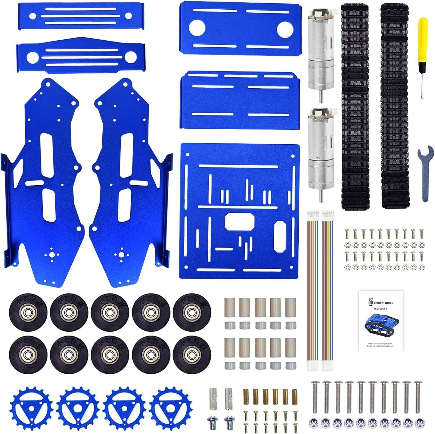 Smart Robot Car Chassis Kit Full Metal Big Tank Chassis with 2WD Motors for Arduino Raspberry Pi Jetson Python DIY Smart Car Learning Kit(Blue1, with Encoder Motor)