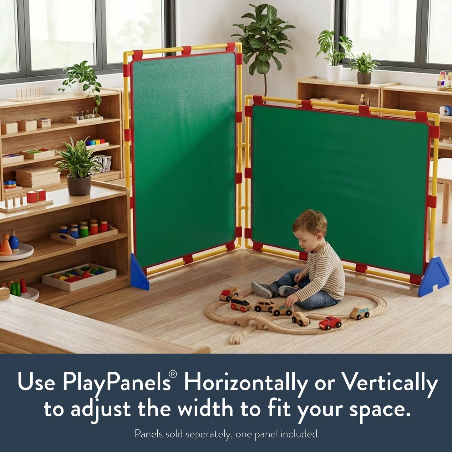 Children's Factory Big Screen PlayPanel, Kids Room Divider, Classroom Privacy Screen, Cantilever Feet Included, Green