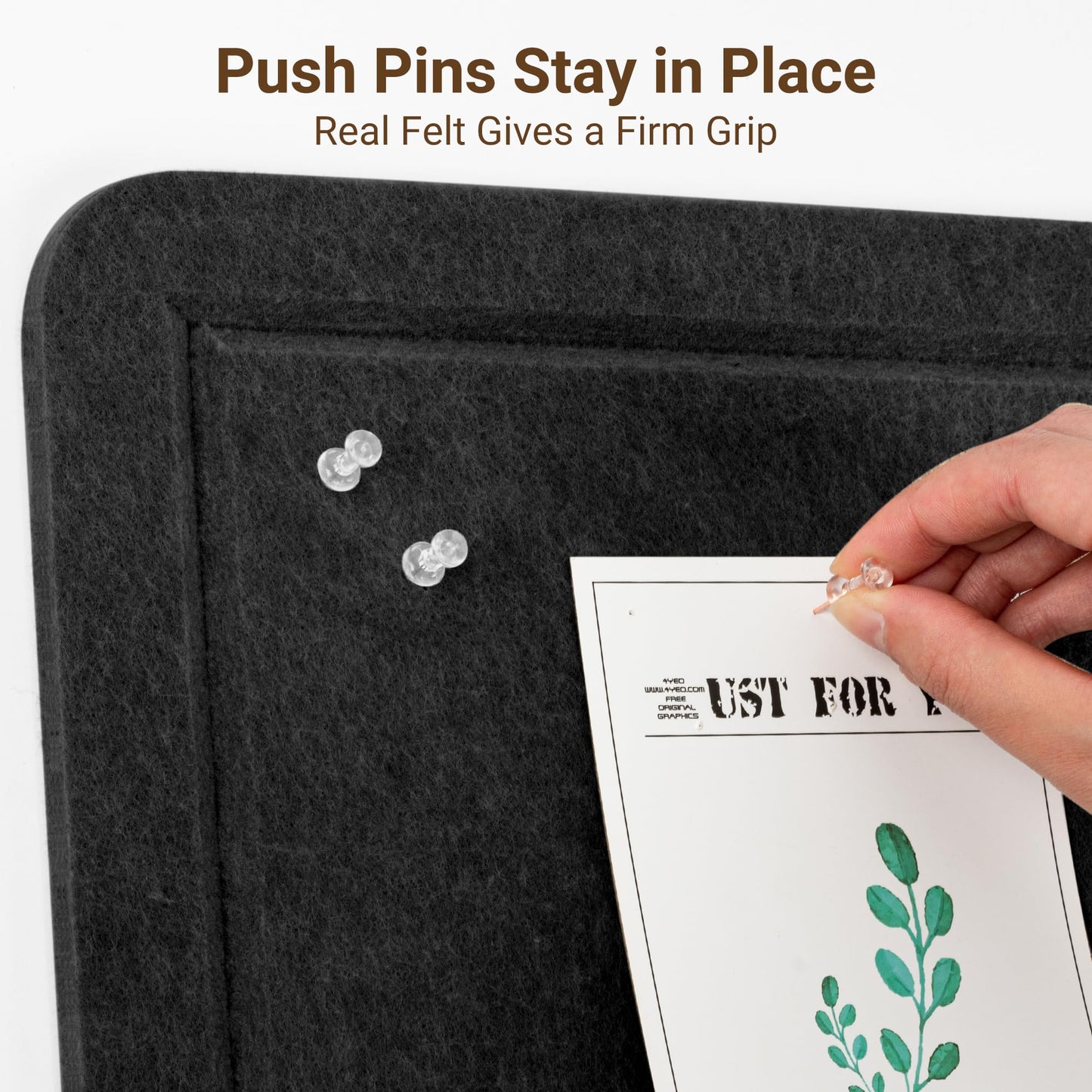 AKTOP Bulletin Board, 24" x 16" Foldable Felt Notice Pin Board for Wall, Decorative CorkBoard Photo Display Board with Self-Adhesive Tape, Vision Board Cork Board Alternative with 25 Pushpins - Black