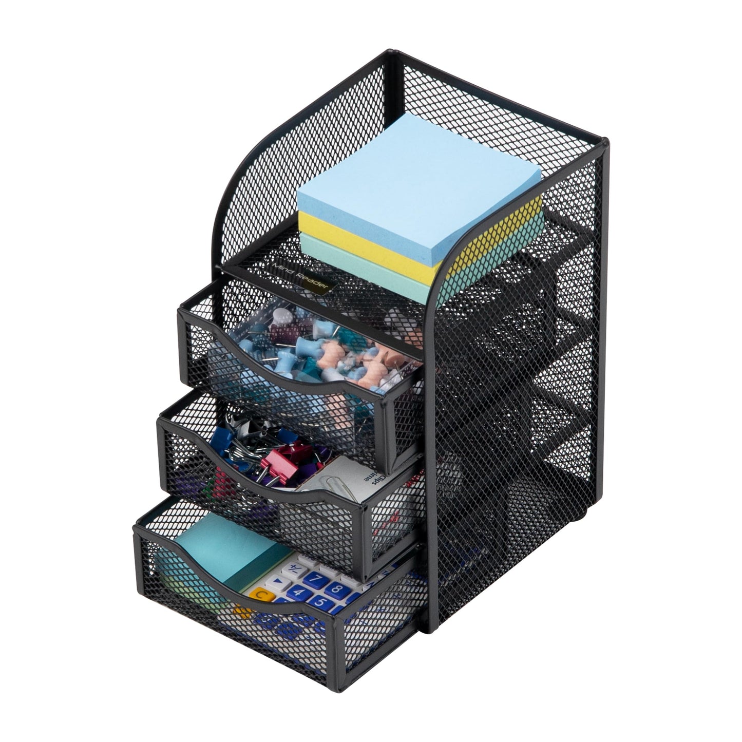 Mind Reader Desktop Accessory Storage, Paper Binder Clip Basket, Workspace, Office, Metal Mesh, 4.75" L x 5" W x 8" H, Black (Pack of 6)