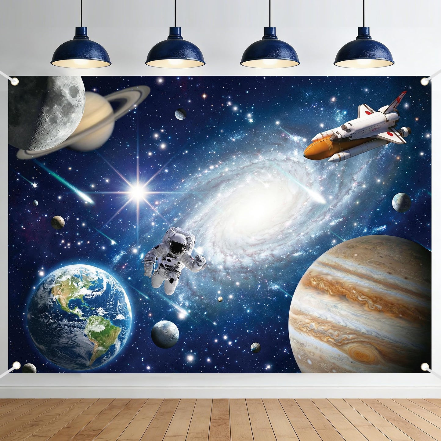 Outer Space Backdrop Party Supplies - 7x5 ft Universe Space Starry Photo Backdrops Planet Astronaut Room Decor for Boys Kids Birthday Newborn Baby Shower Space Solar System Photo Booth Prop