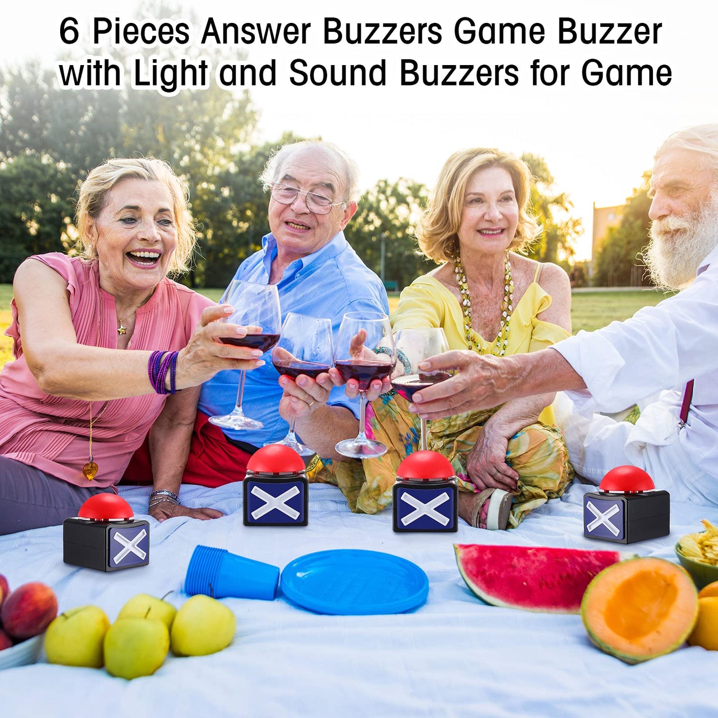 Fabbay 6 Pieces Answer Game Buzzer with Light and Sound Buzzer Alarm Buttons for Game Show Kids Adult Party Contest Prop Trivia Quiz Toys