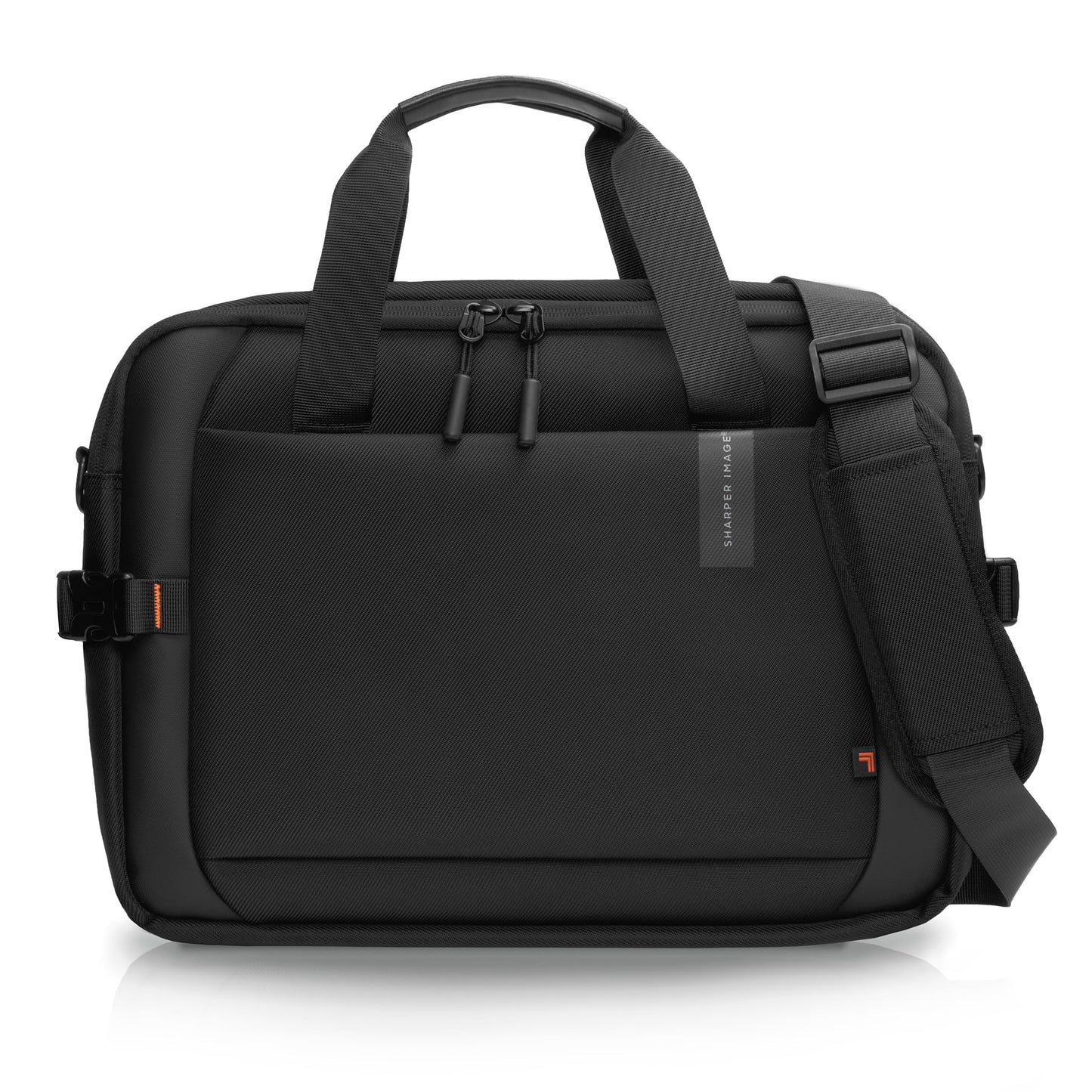 Sharper Image Messenger Briefcase for Men, Laptop Bag fits up to 17” Computer, 19L Water Resistant Crossbody Shoulder Bag with Strap for Work, School, Office, Travel, Black (Venture Collection)