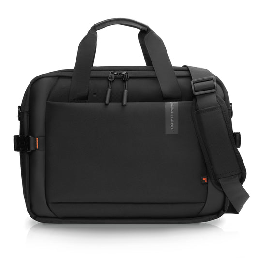 Sharper Image Messenger Briefcase for Men, Laptop Bag fits up to 17” Computer, 19L Water Resistant Crossbody Shoulder Bag with Strap for Work, School, Office, Travel, Black (Venture Collection)