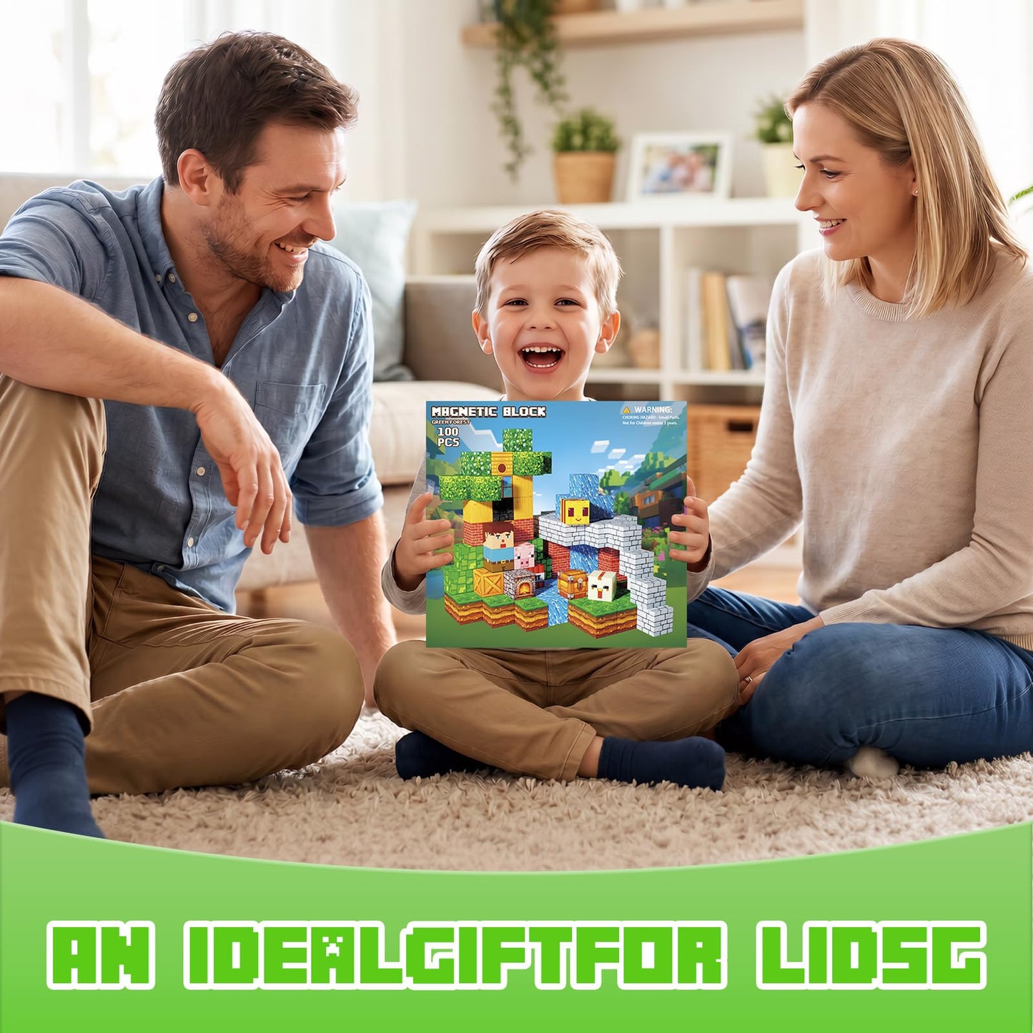 Lukoca Magnetic Building Blocks STEM Toy for Kids 3+ Toddler Educational Construction Gift for Boys & Girls (Green Forest -100pcs)