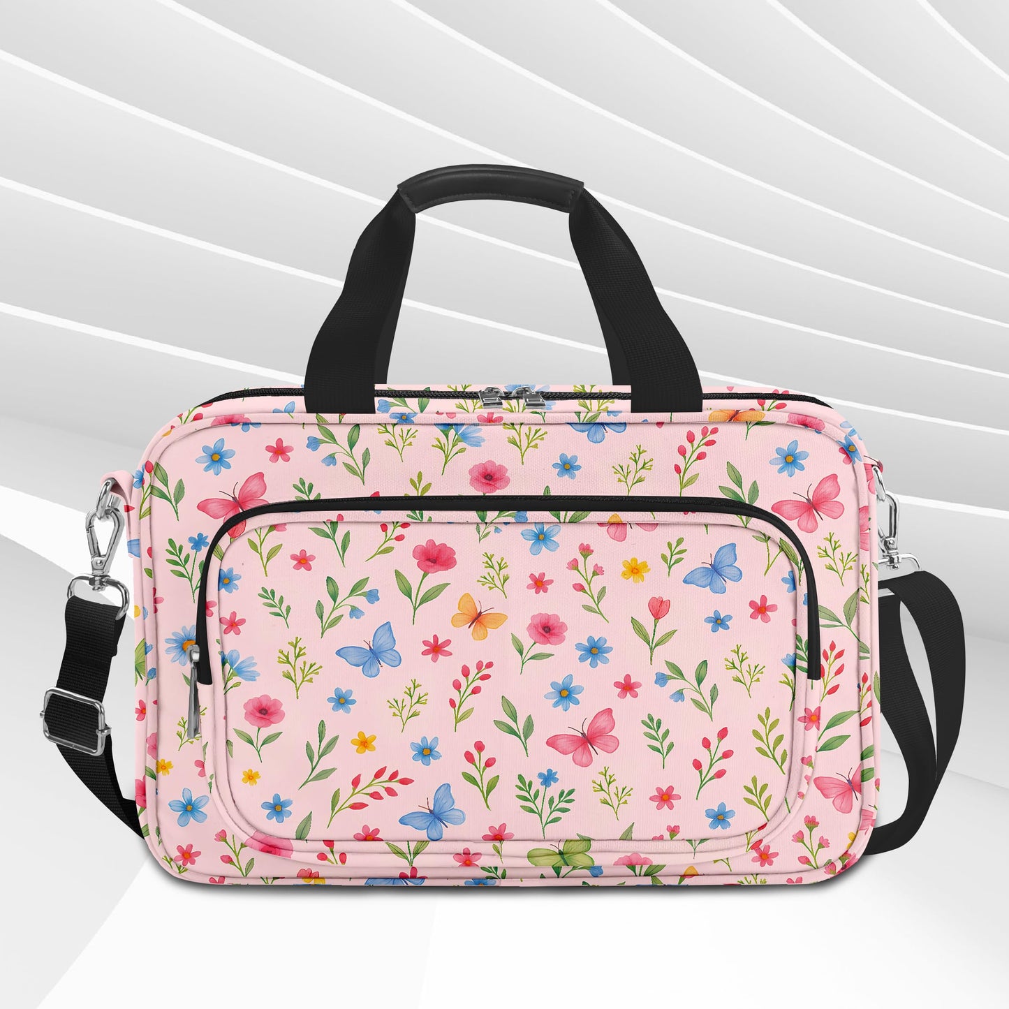 Cute Flower Large Bible Cover Case for Women Girls Organizer, Church Bag Book Carrying Case with Highlighters Shoulder Strap Pens Cross Clip Study Supplies Journaling Kit, Christian Gifts Pink