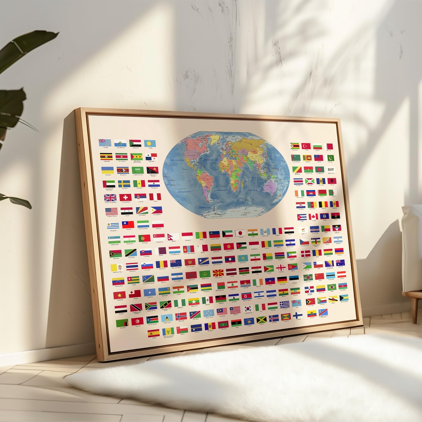 Poster Master Flags of the World Poster - World Map Print - Learning Materials Art - Educational Art - Gift for Kids, Students & Teacher - Wall Decor for Classroom or Library - 8x10 UNFRAMED Wall Art