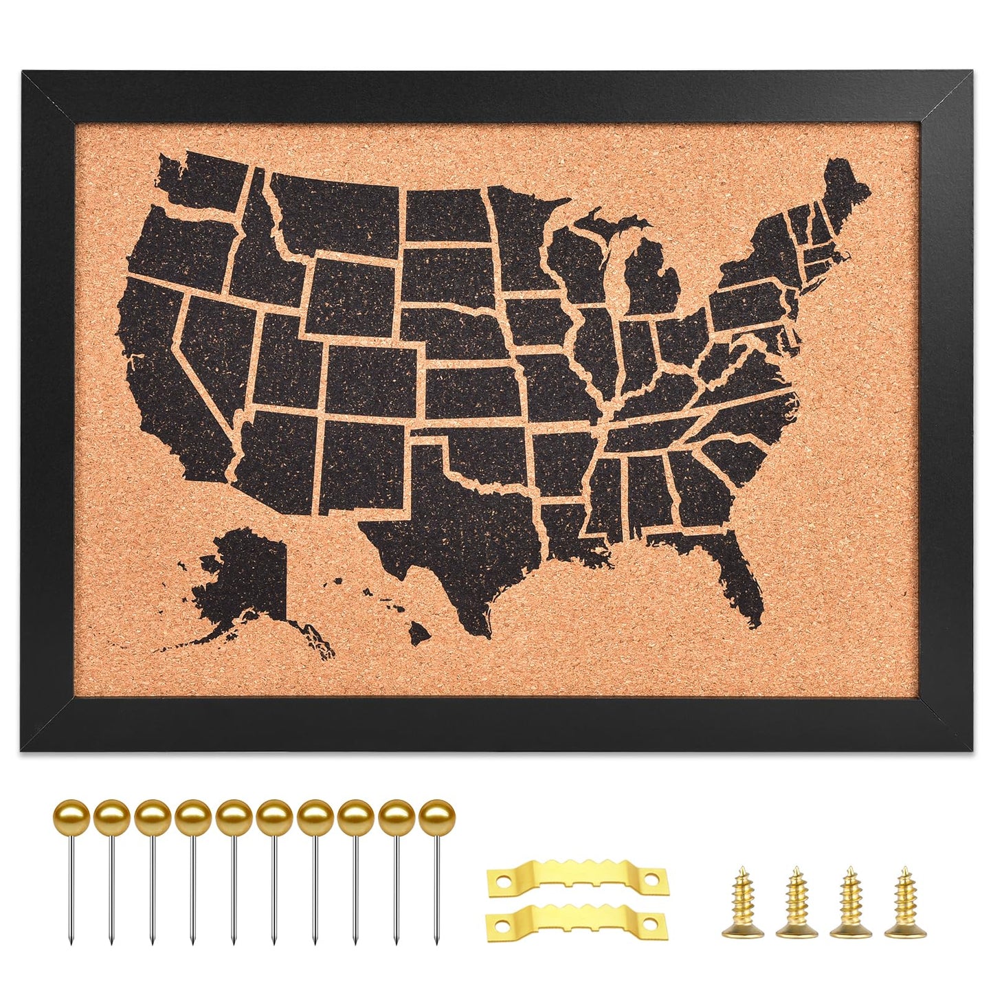 YCCYYCCY Cork Board Map of The United State, Approx.20" X 30" Bulletin Boards for Walls with 10 Pins, Travel Tracker Map for Office, School and Home (US-MAP-5075)