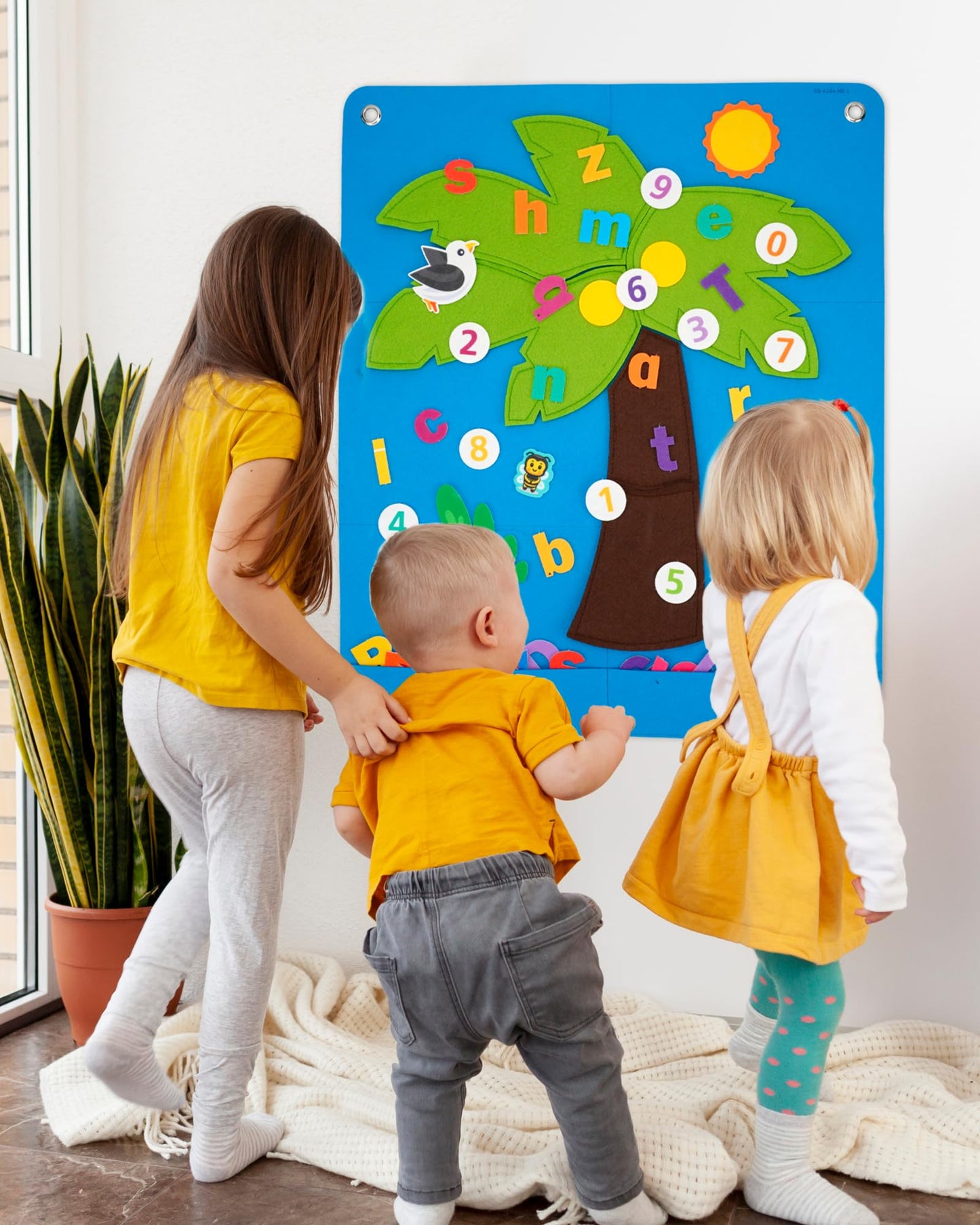 CHEFAN Felt Letter and Number Tree, Coconut Tree Alphabet Game, Felt Story Board Set for Early Education Storytelling, Flannel Board for Wall Teaching Home Classroom Play