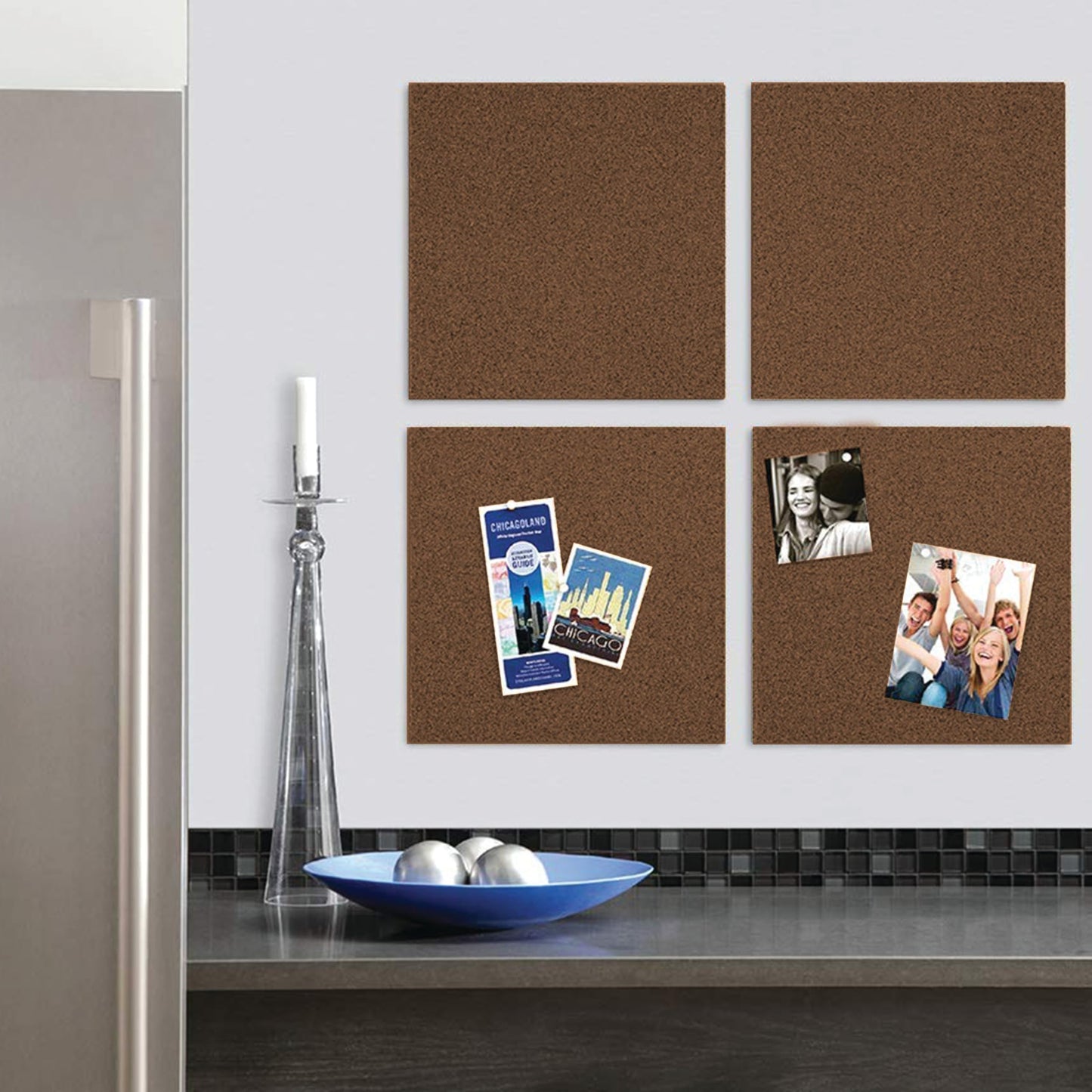 Quartet Cork Tiles, Bulletin Board Cork Panels 12" x 12" x 3/8", Dark Brown, 4 Pack (101)
