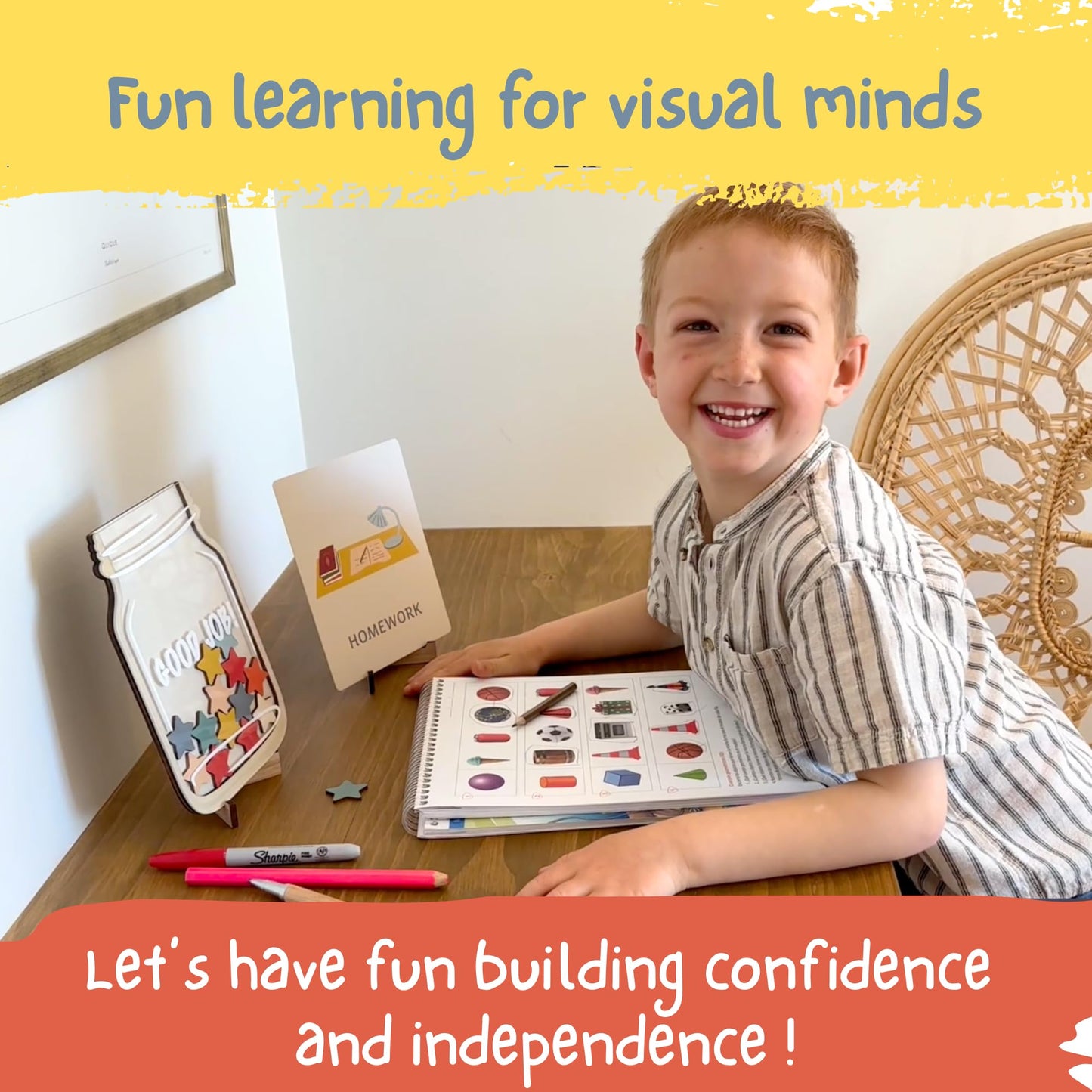 Magnetic Reward Jar System with Illustrated Flash Cards – Visual Chore Chart and Behavior Tracker for Daily Routines at Home or Classroom
