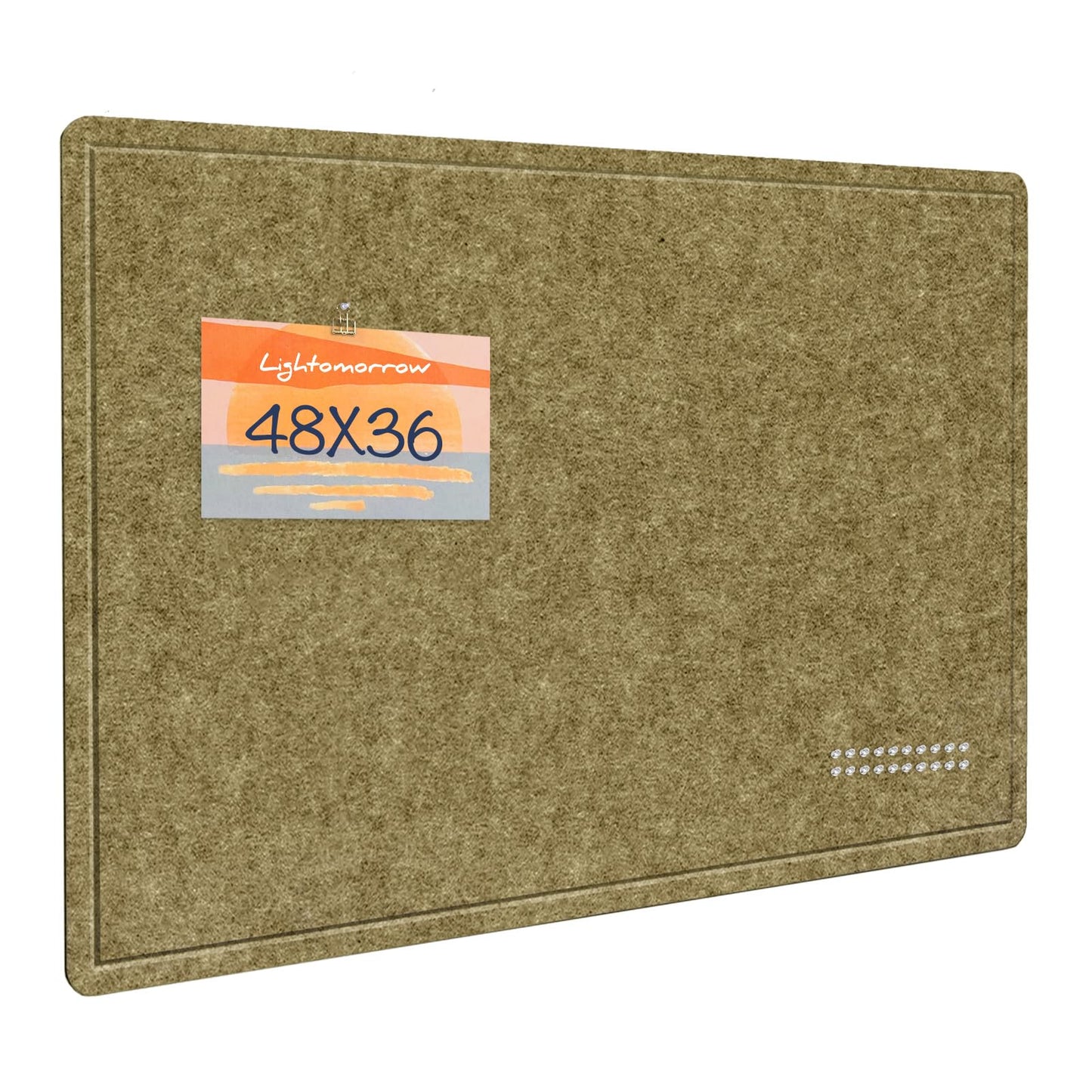 Large Bulletin Board - 48 x 36 Inches, Decorative Felt Pin Board for Wall - 4' x 3' Foldable Photo Display Board with Self-Adhesive Tape, Includes 20 Push Pins - Olive