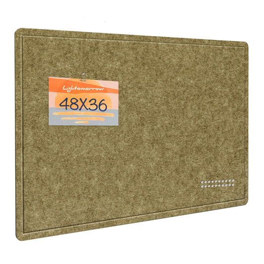 Large Bulletin Board - 48 x 36 Inches, Decorative Felt Pin Board for Wall - 4' x 3' Foldable Photo Display Board with Self-Adhesive Tape, Includes 20 Push Pins - Olive