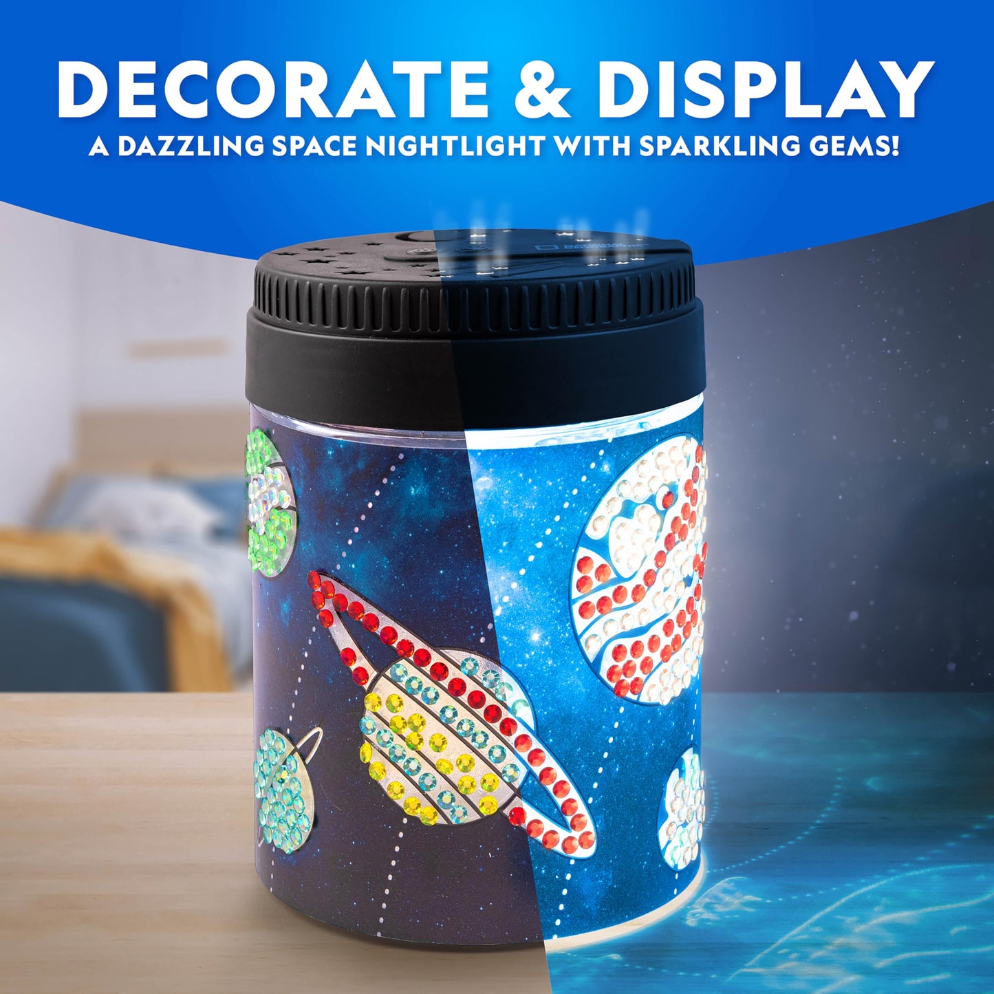 National Geographic Ultimate Space Activity Kit – Diamond Painting Solar System Night Light, Glow-in-The-Dark Solar System Model & Stained Glass Window Art, Outer Space STEAM Arts & Crafts for Kids