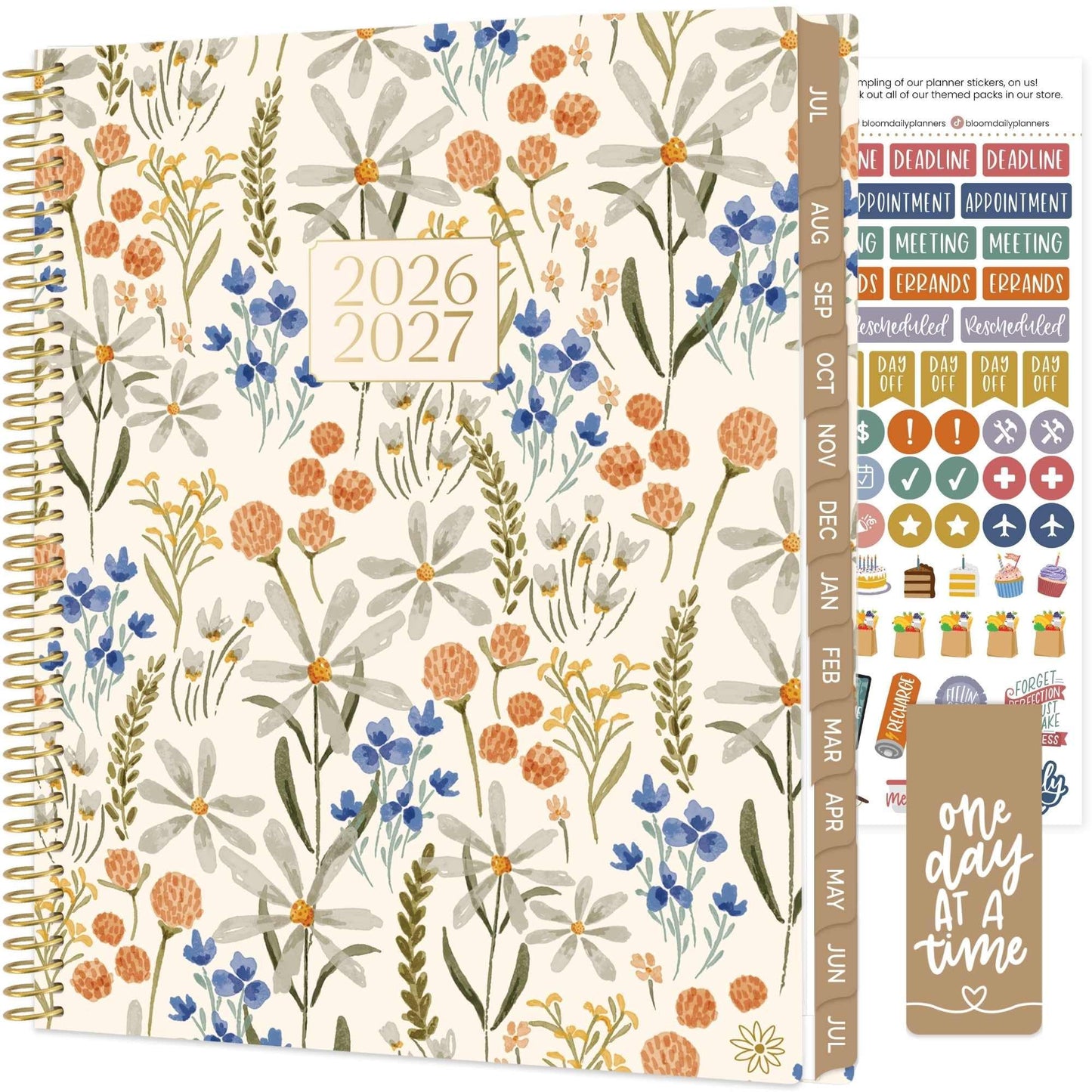 bloom daily planners 2026-2027 (8.5" x 11") Academic Year Day Planner (July 2026 - July 2027) - 13 Months Weekly & Monthly Agenda Organizer with Stickers & Tabs - Whimsical Wildflowers