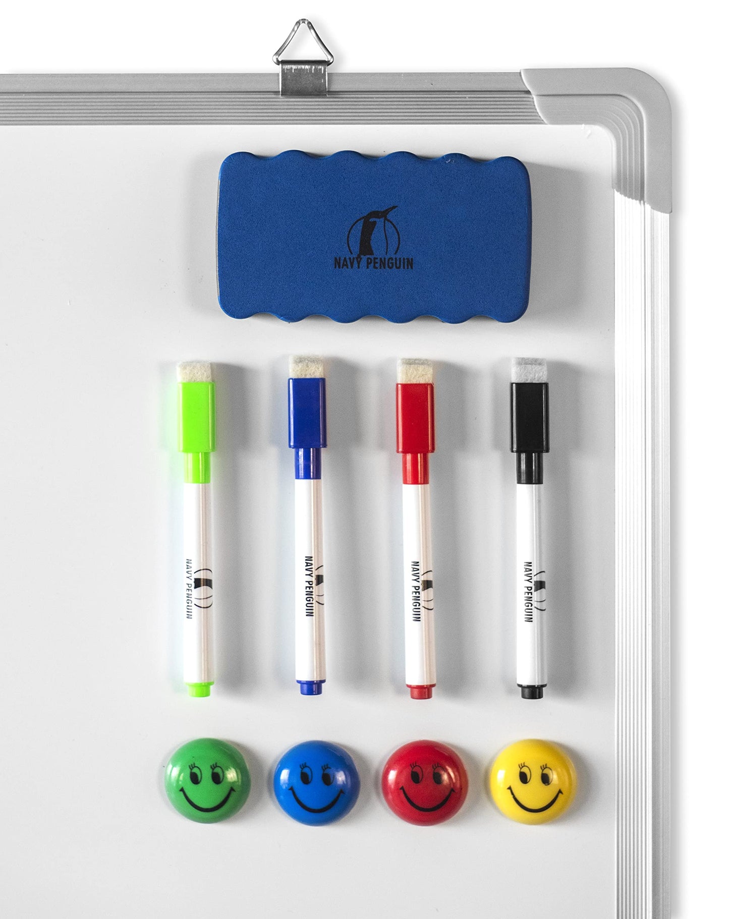 Whiteboard Set - Dry Erase Board 18 x 24 in with 1 Magnetic Dry Eraser, 4 Drywipe Markers and 4 Magnets - Small White Hanging Message Scoreboard for Home and Office (18x24 in)