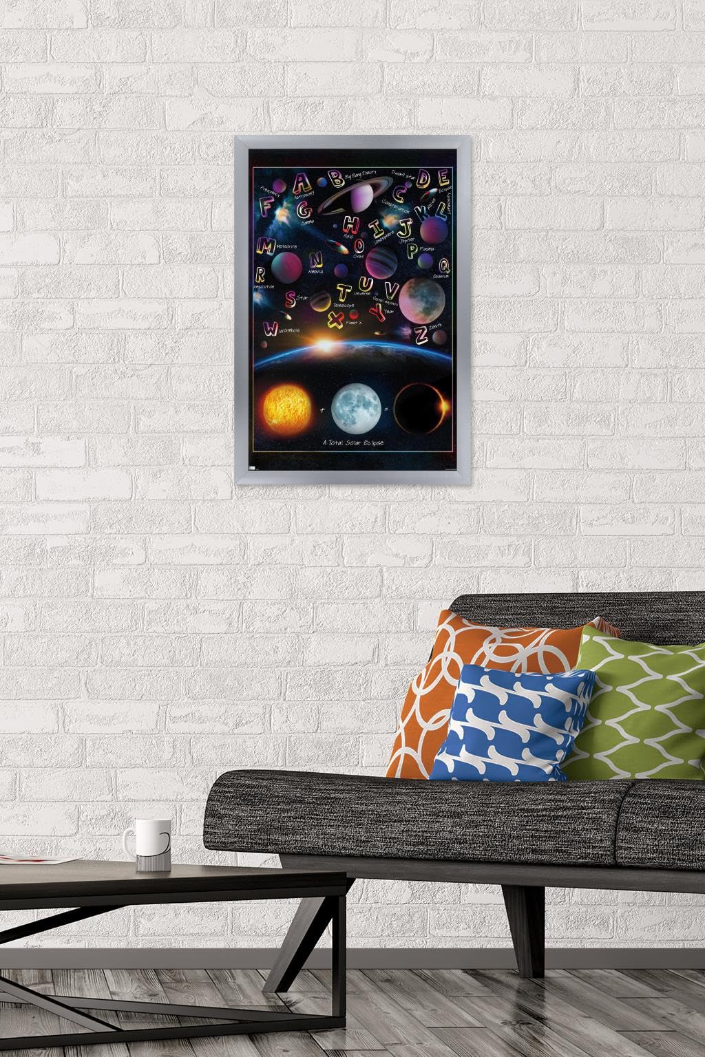 Trends International Ali Chris - The Solar System: Total Eclipse Letters Wall Poster, 22.4L x 14.7W, Silver Framed Version