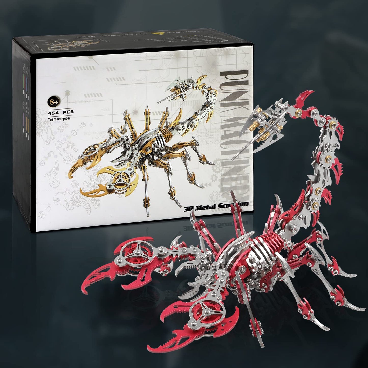 Metalkitor Scorpion 3D Metal Puzzles Kits for Adults Teens – 454 Pcs – Mechanical Assembly Models – 4 Hours to Build – Ideal for Gifts and Decorations (Red)