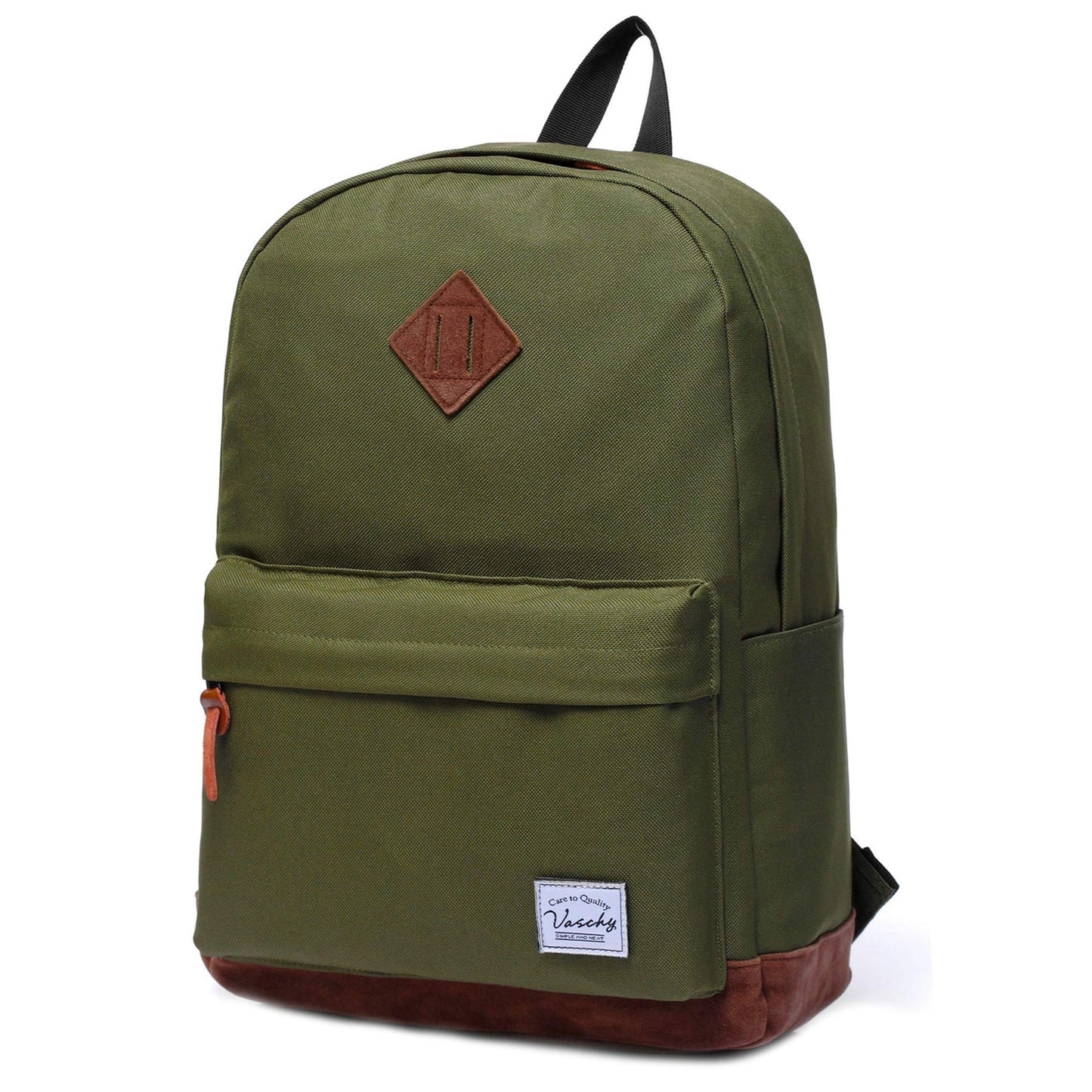 VASCHY Unisex Classic Lightweight Water-resistant Campus School Rucksack Travel BackPack Green Fits 15.6Inch Laptop