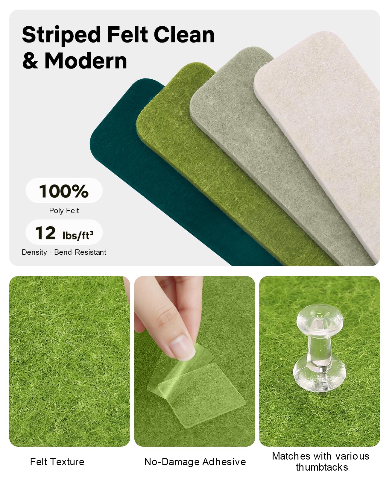 Small Cork Bulletin Board Tiles, Felt Wall Decor and Office Desk Accessories for Vision, Message Center, Picture and Prayer Board, Dorm, Room, Home Office Essentials and Organization(Sagewood)