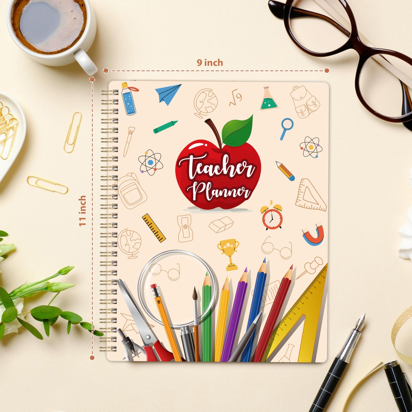Teacher Planner - Undated Teacher Planner 9''x11'', Undated 2026-2027 Teachers Lesson Planners/Plan Book/Calendar Planners with Stickers, Schedules, Calendars and Inner Pockets