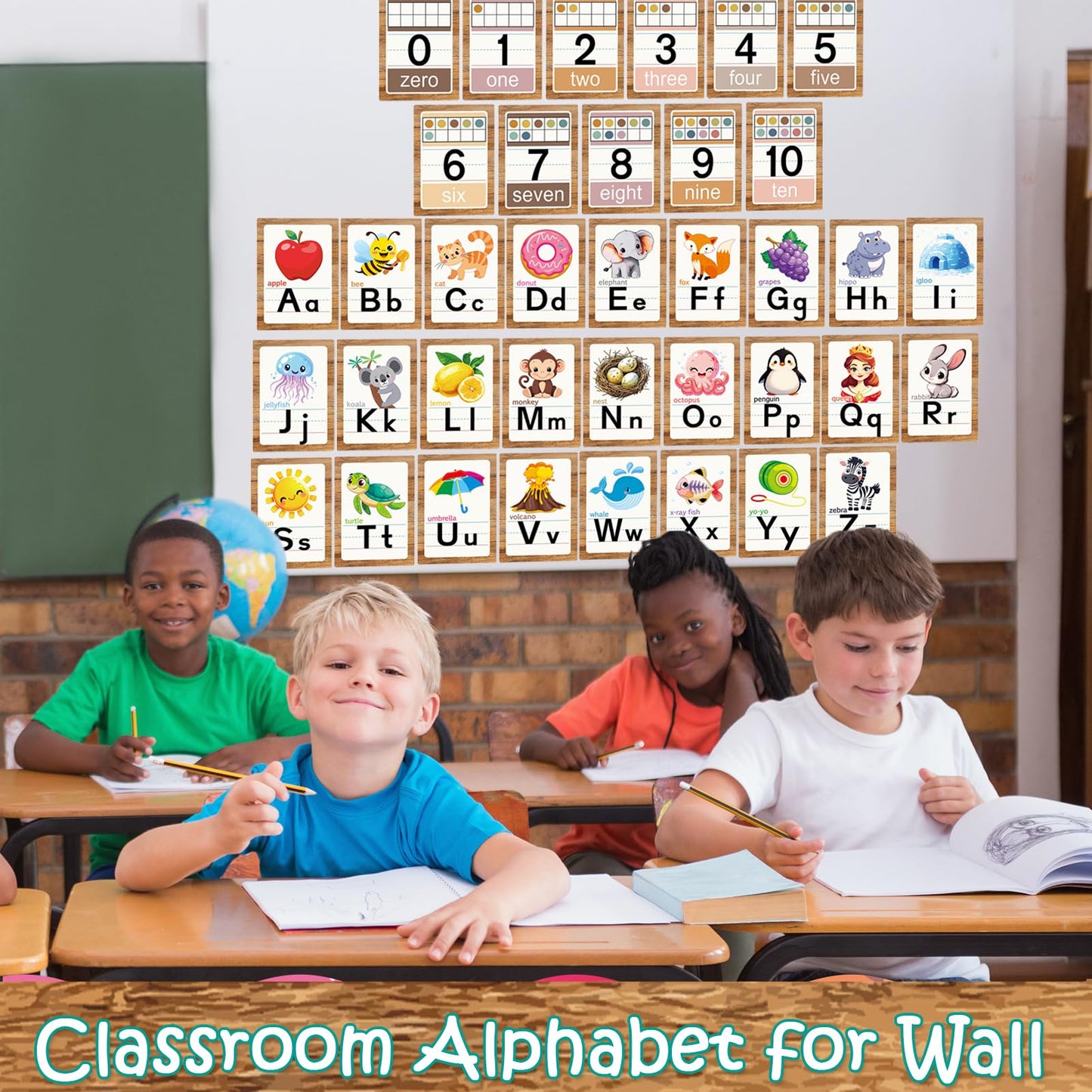 Adduster Alphabet Letters for Wall - ABC Alphabet Poster Classroom Wall Alphabet Alphabet Wall Chart Kindergarten Elementary Classroom Wall Decor Daycare Homeschool Supplies (Brown)