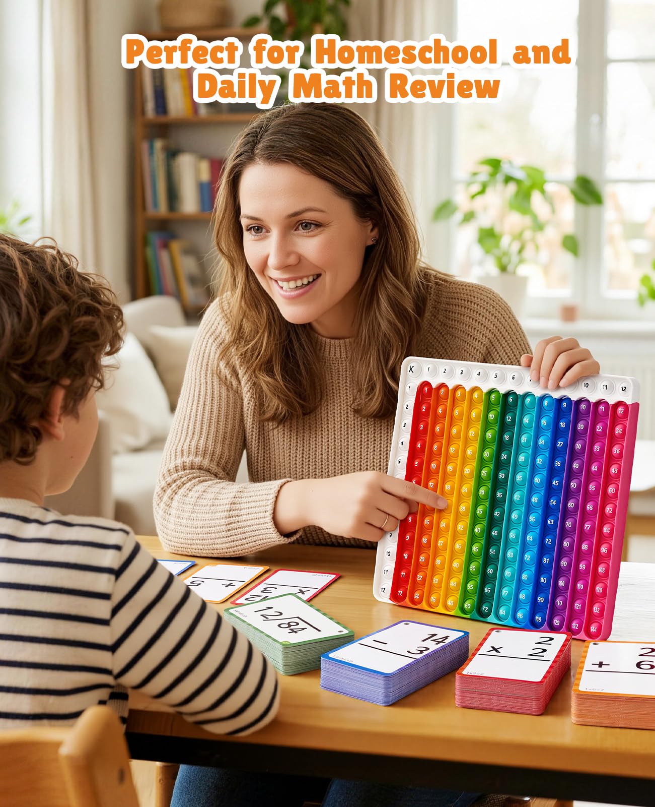 JoyCat Math Flash Cards and Chart for Kids Ages 4-8, 288 Double-Sided Flash Cards for Addition, Subtraction, Multiplication & Division, Interactive Math Learning Tool for Homeschool and Classroom