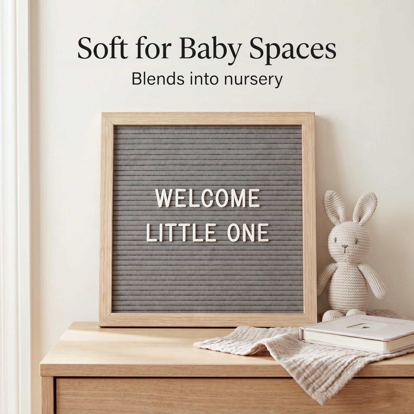 C CRYSTAL LEMON Felt Letter Board 10x10 Inch Gray – 336 Letters Numbers & Symbols – Changeable Message Board with Wooden Frame, Wall Mount or Stand