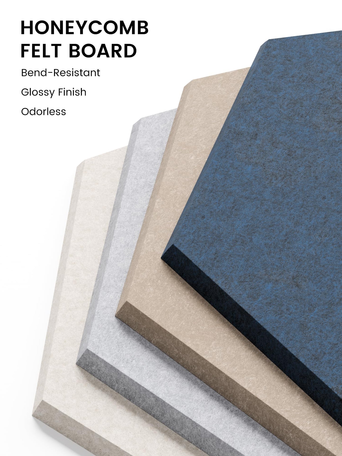 Fluxynara Hexagon Cork Board Alternative for Walls Decor-12-Pack Felt Bulletin Board Tiles,with 30 Pushpins,70 Adhesive Tabs for Office,Classrooms & Home Pin Board Felt Board-Nordic Slate