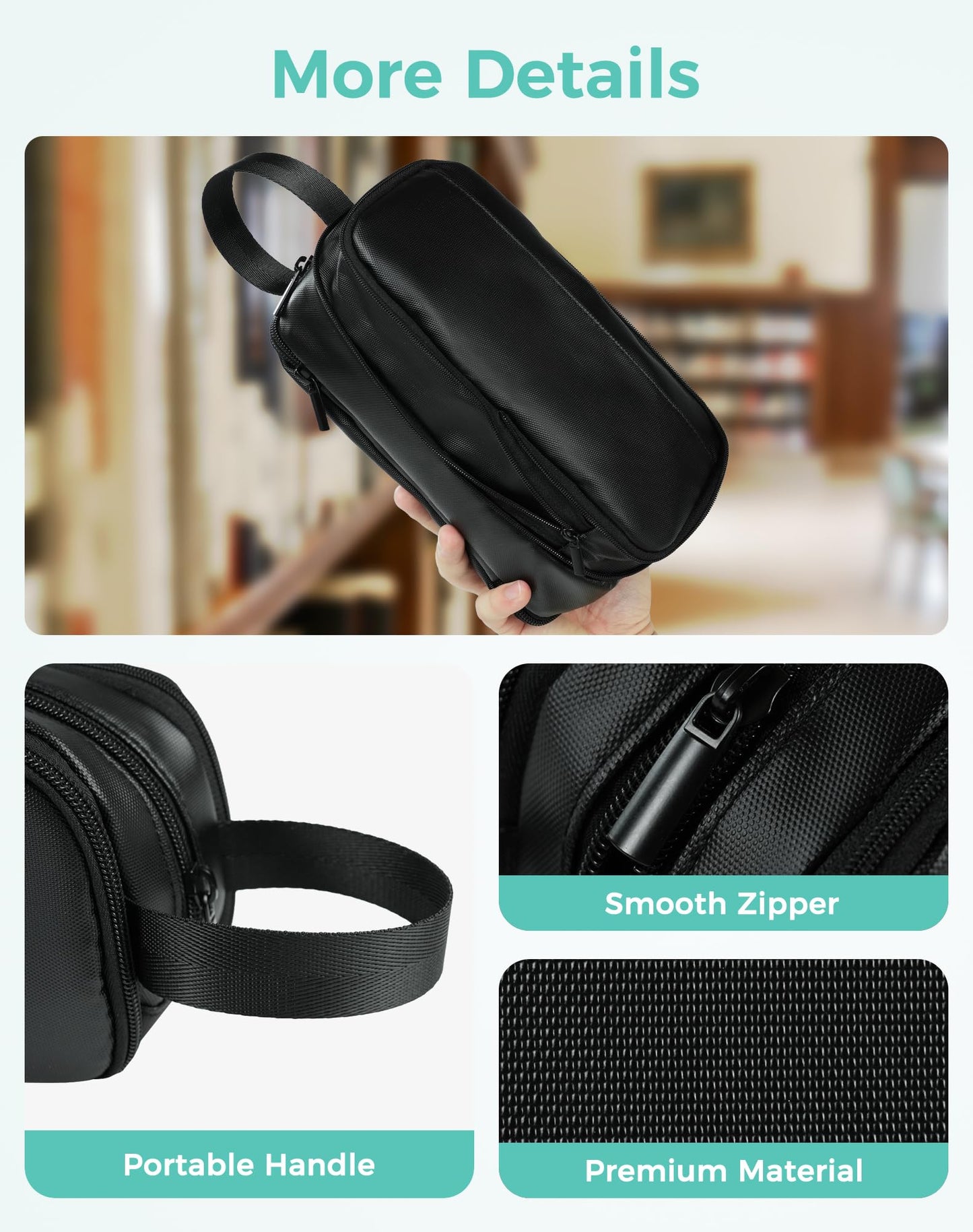 Fmeida Pencil Case Pouch Expandable - Large Pencil Pouch Aesthetic Pencil Bag with 5 Compartments Office Stationery Organizer Pen Bag with Handle for Adult Men Women - Black PU