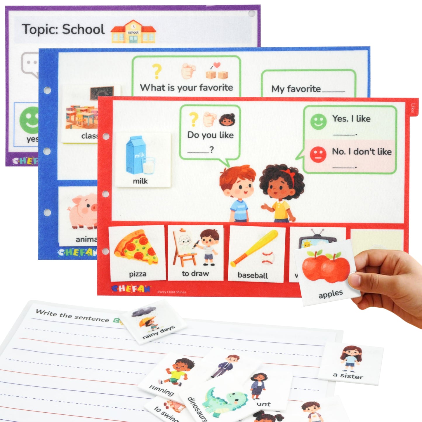 CHEFAN Sentence Building for Kids, Speech Therapy Learn to Read for Preschool Kindergarten, Fun Flash Cards for Classroom Must Haves, Special Education for Homeschool Supplies