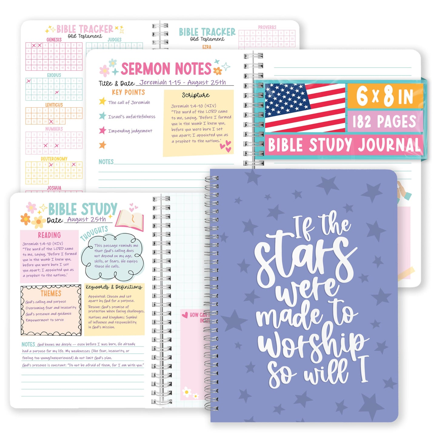 Guided Bible Study Journal for Women - Bible Journal for Women, Sermon Notes Notebook, Church Notes Journals, Scripture Study Supplies and Journaling Kit, Christian Graduation Gifts
