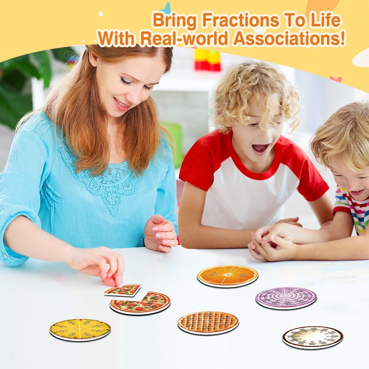 PraxiKidy Magnetic Fraction Tiles & Circles, Bars,Math Manipulatives 2nd, 3rd, 4th, 5th Grade,Fraction Manipulatives for Kids Teachers Demonstration Teaching Homeschool Supplies Classroom Whiteboard