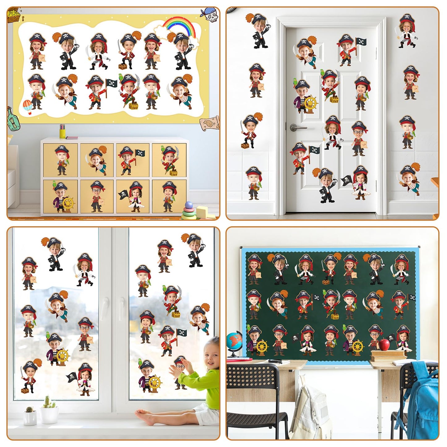60pcs Pirate Cutouts Pirate Treasure Theme Bulletin Board Decorations Skull Hat Paper Cut-Outs Nautical Adventure Classroom Decor for Boy Girl DIY Craft Photo Kindergarten Preschool Wall Door Supplies